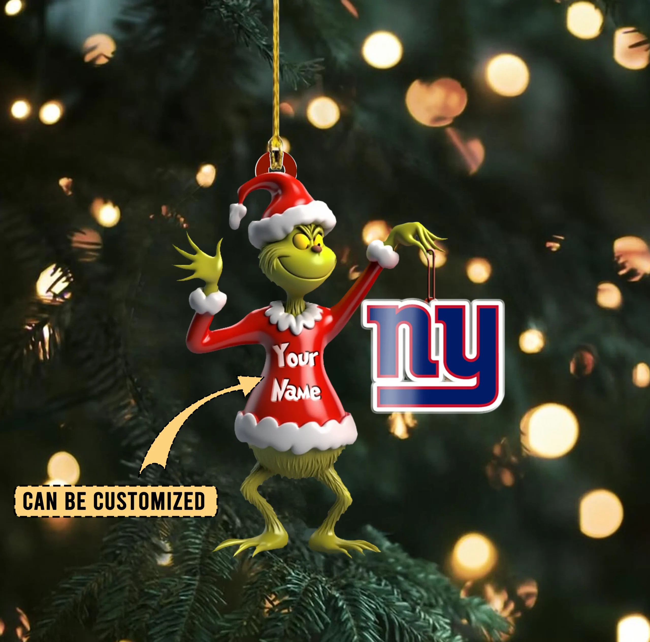 Sportswearmerch New York Giants NFL x The Grinch Acrylic Ornament Gift For Fans