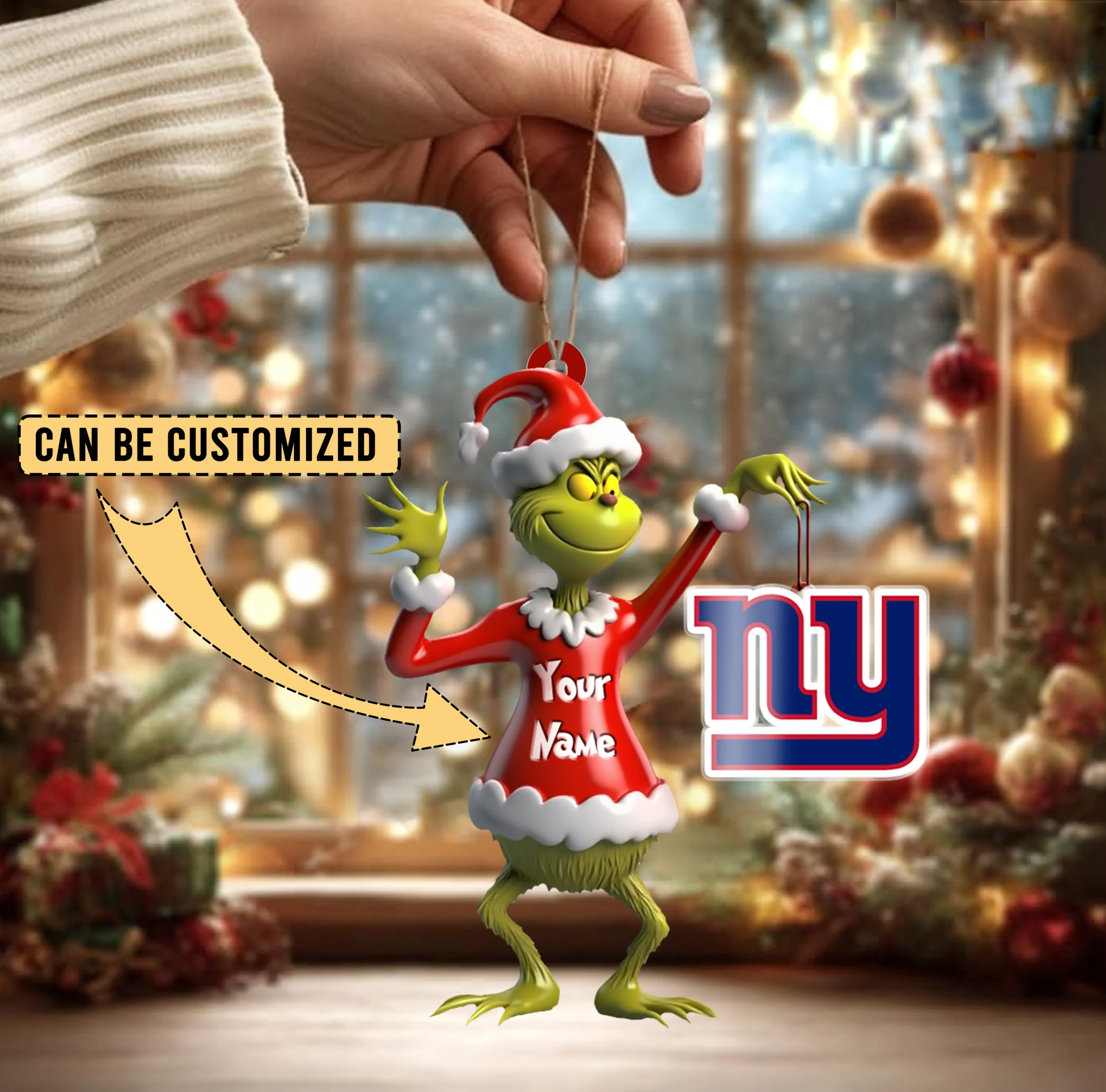Sportswearmerch New York Giants NFL x The Grinch Acrylic Ornament Gift For Fans
