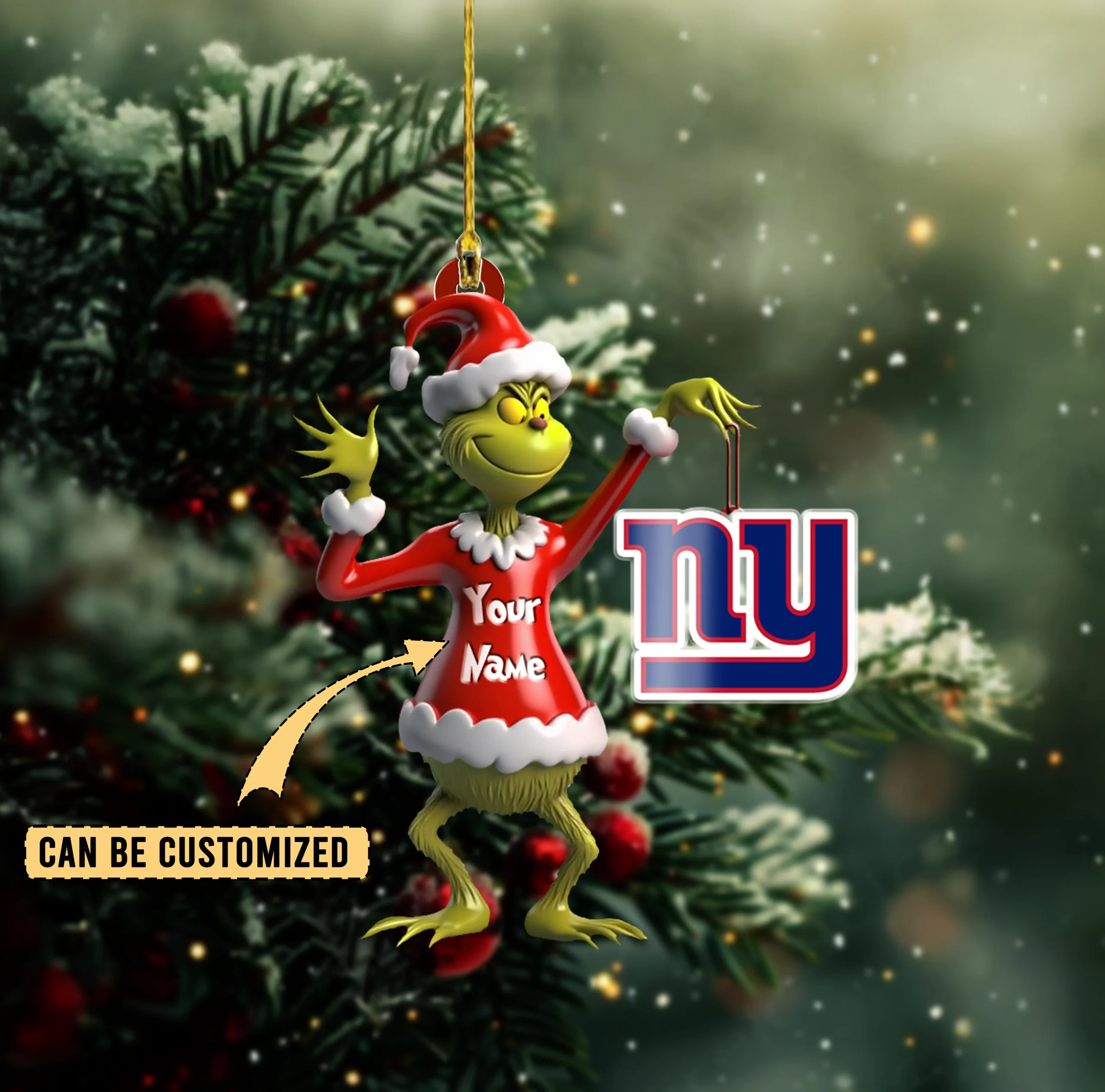 Sportswearmerch New York Giants NFL x The Grinch Acrylic Ornament Gift For Fans