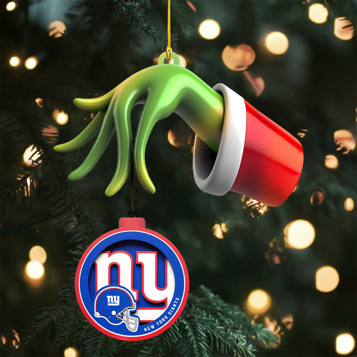 Sportswearmerch New York Giants NFL x The Grinch Christmas Acrylic Mix Wooden Ornament Gift For Fans