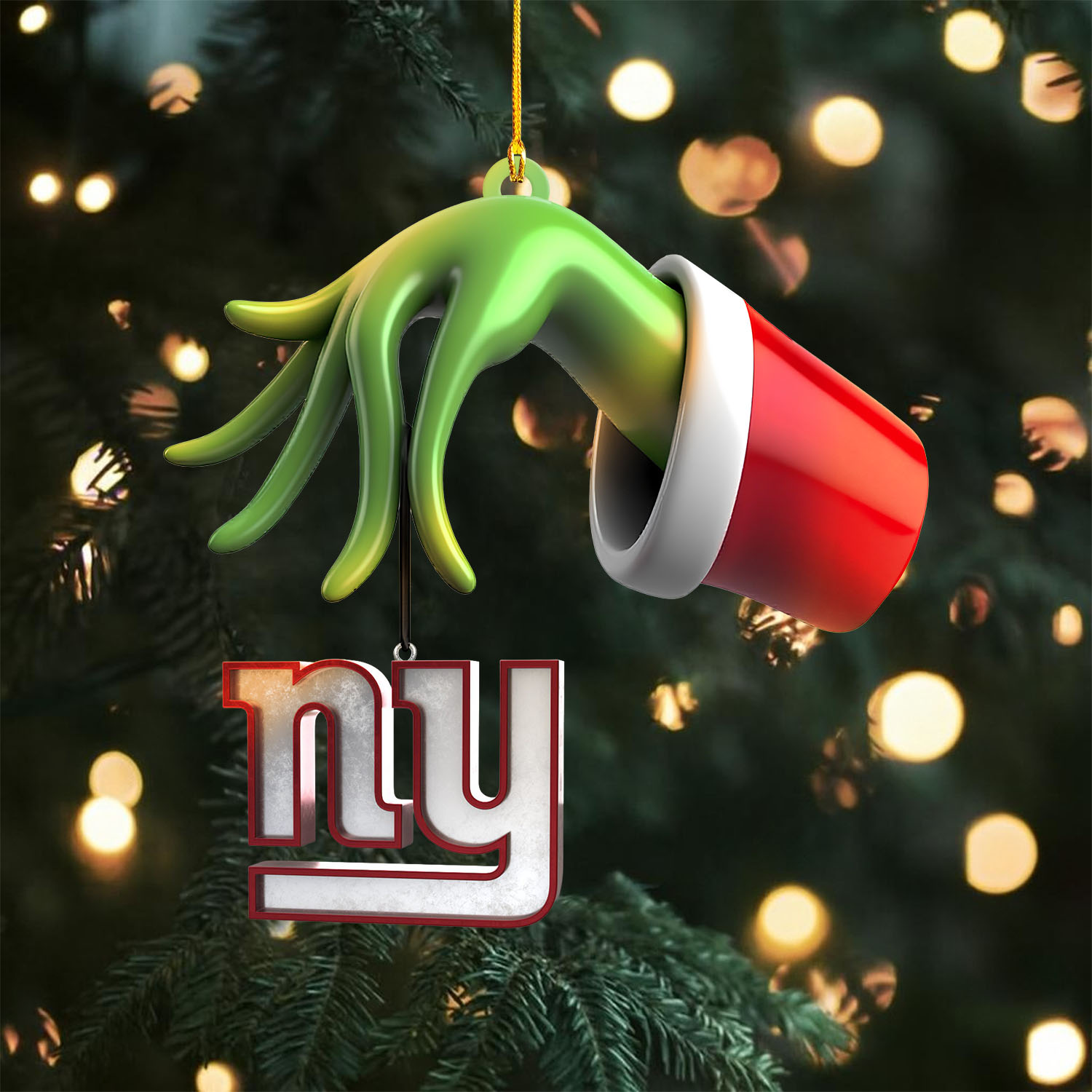 Sportswearmerch New York Giants NFL x The Grinch Christmas Acrylic Mix Wooden Ornament Gift For Fans