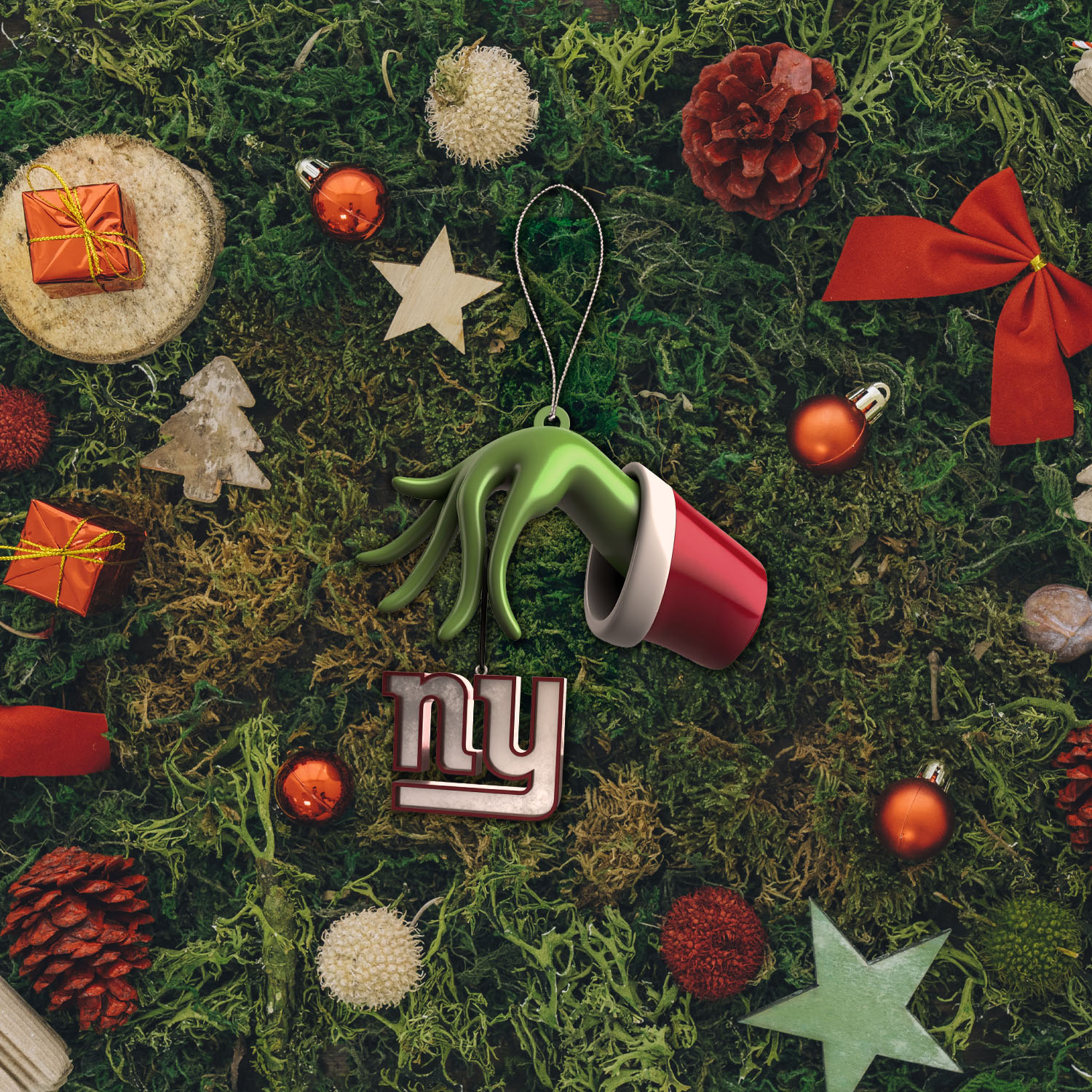 Sportswearmerch New York Giants NFL x The Grinch Christmas Acrylic Mix Wooden Ornament Gift For Fans