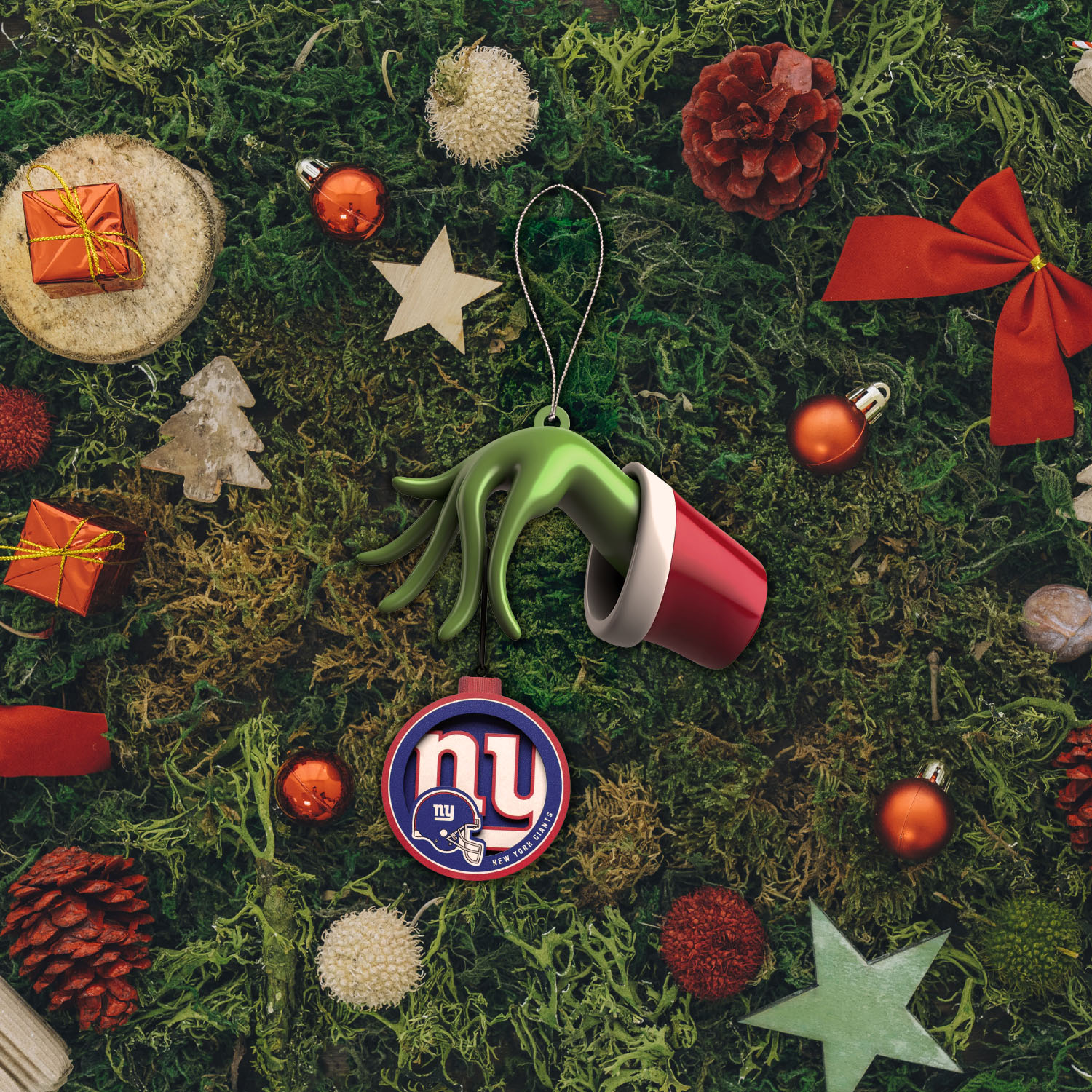 Sportswearmerch New York Giants NFL x The Grinch Christmas Acrylic Mix Wooden Ornament Gift For Fans