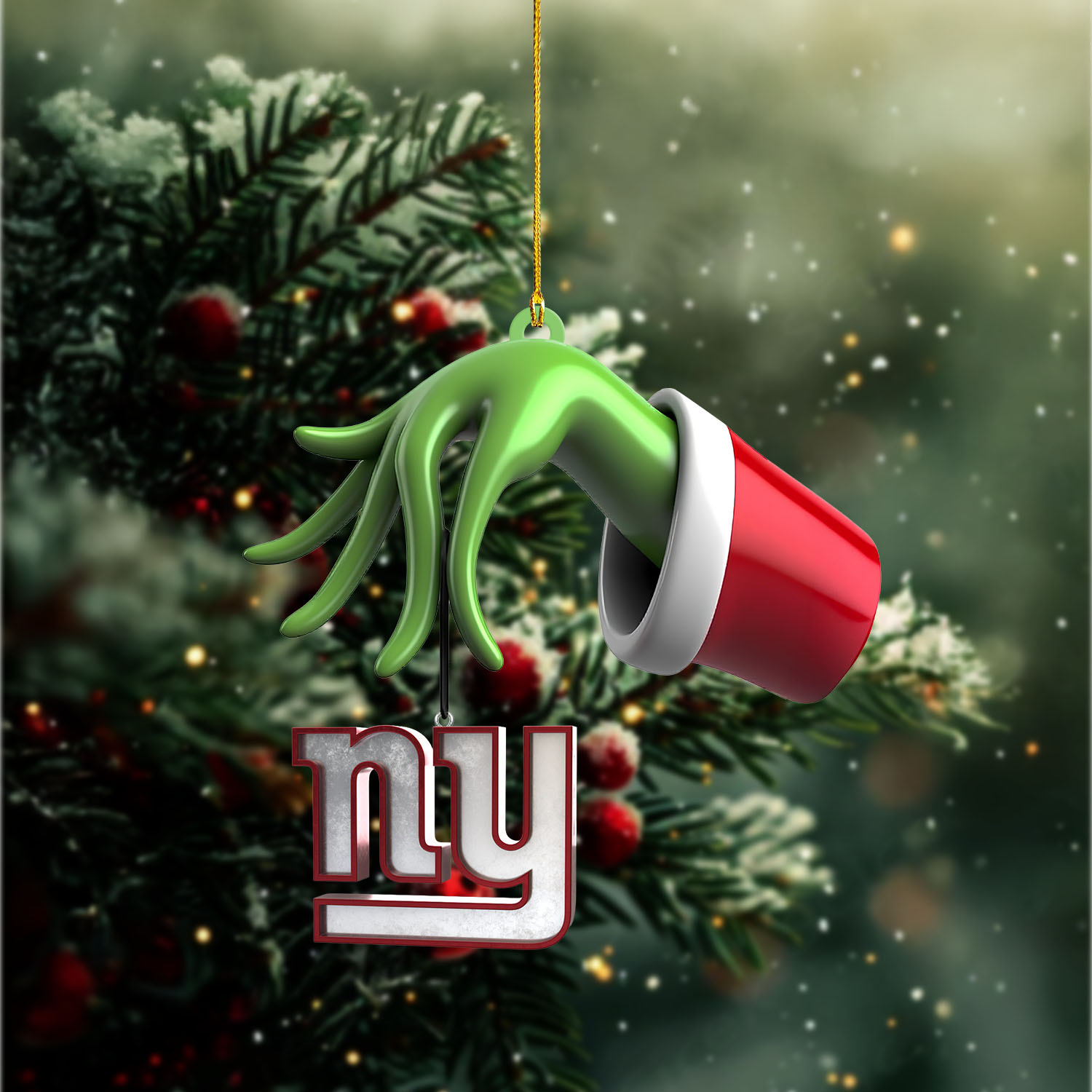 Sportswearmerch New York Giants NFL x The Grinch Christmas Acrylic Mix Wooden Ornament Gift For Fans
