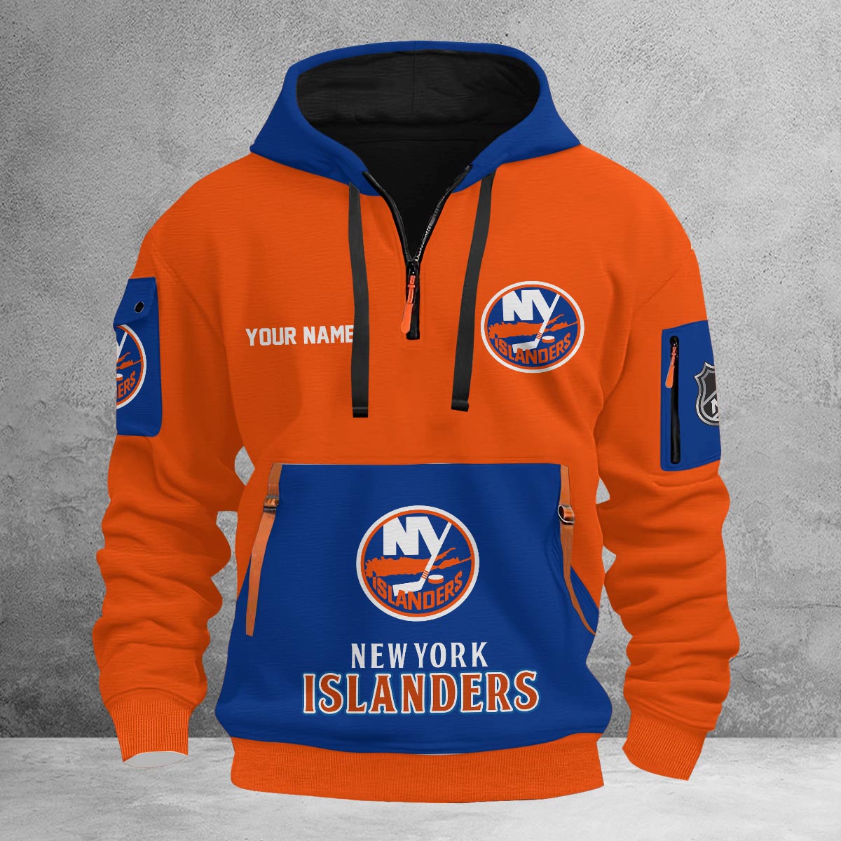 Sportswearmerch New York Islanders NHL Half Zip Hoodie Personalized For Fan