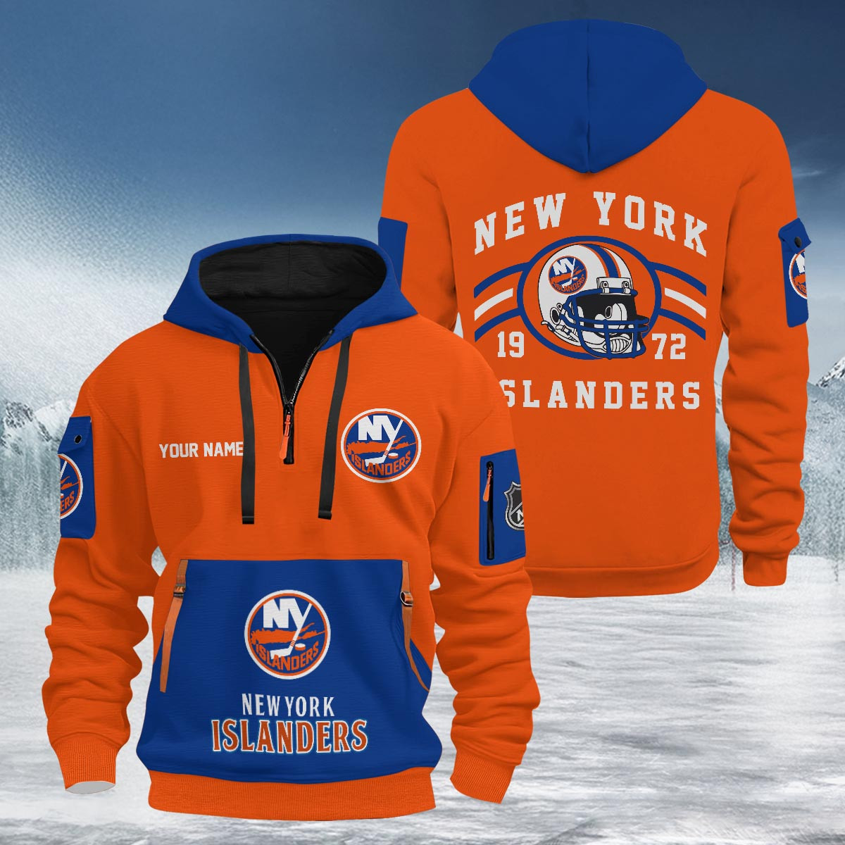 Sportswearmerch New York Islanders NHL Half Zip Hoodie Personalized For Fan