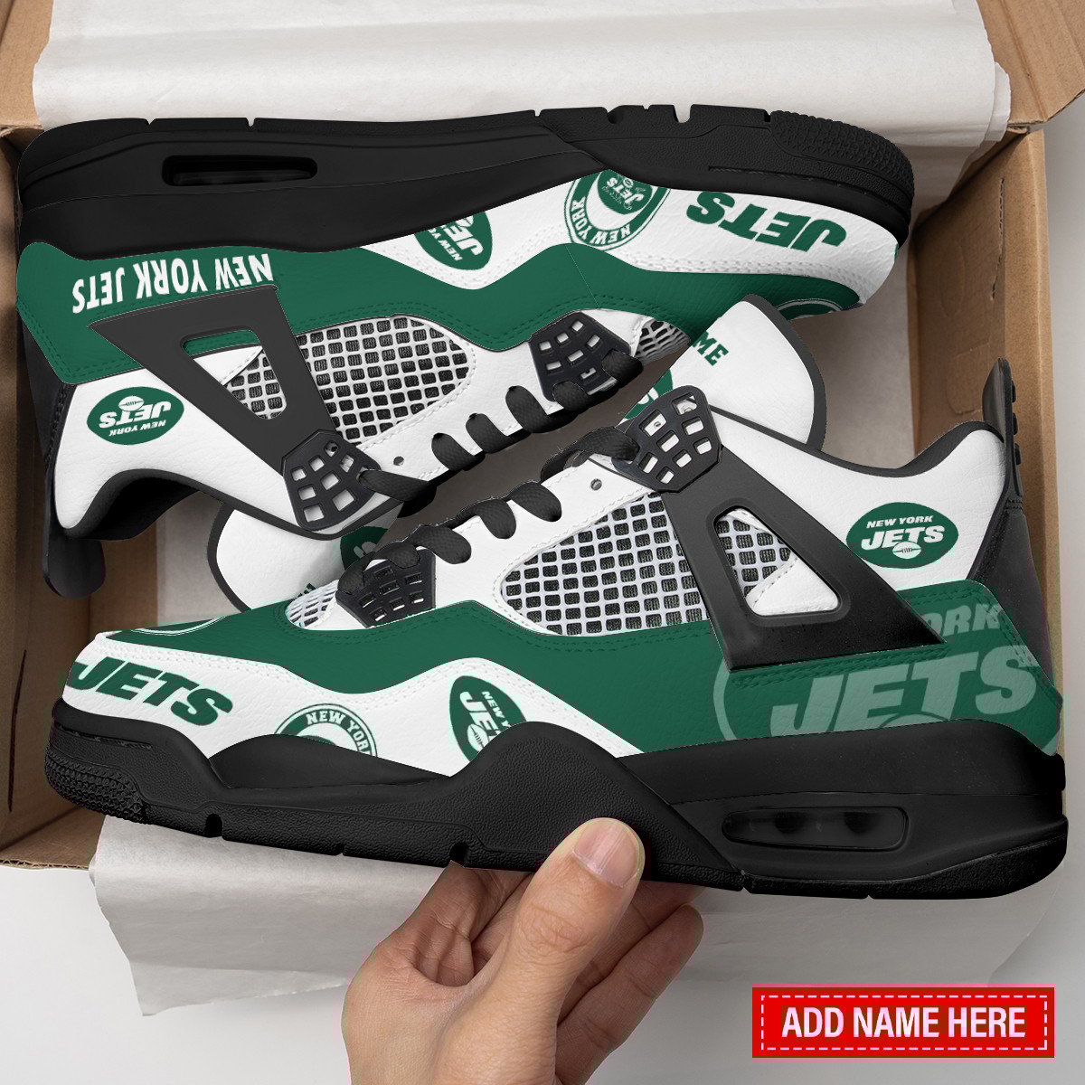 Sportswearmerch New York Jets NFL Air Jordan 4 Sneaker AJ4 Sneakers Shoes For Men And Women