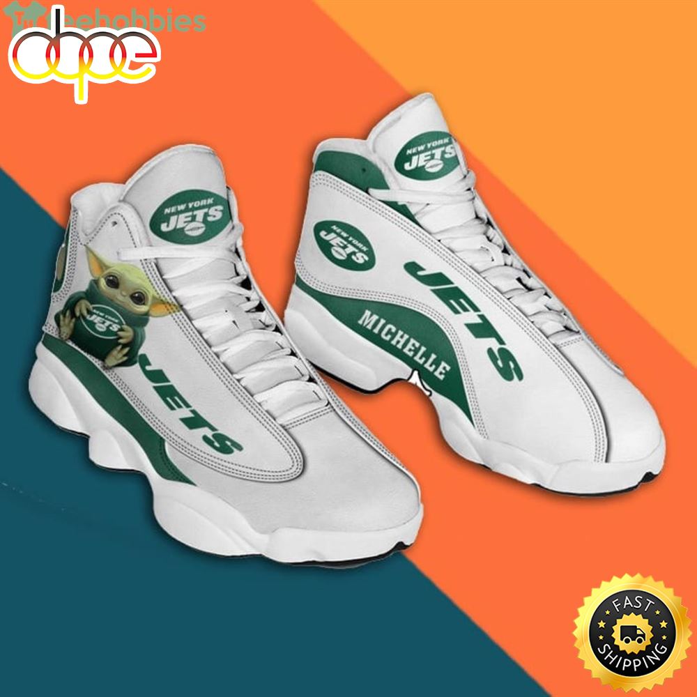 Sportswearmerch New York Jets NFL Baby Yoda AJ13 Sneakers Shoes For Men And Women