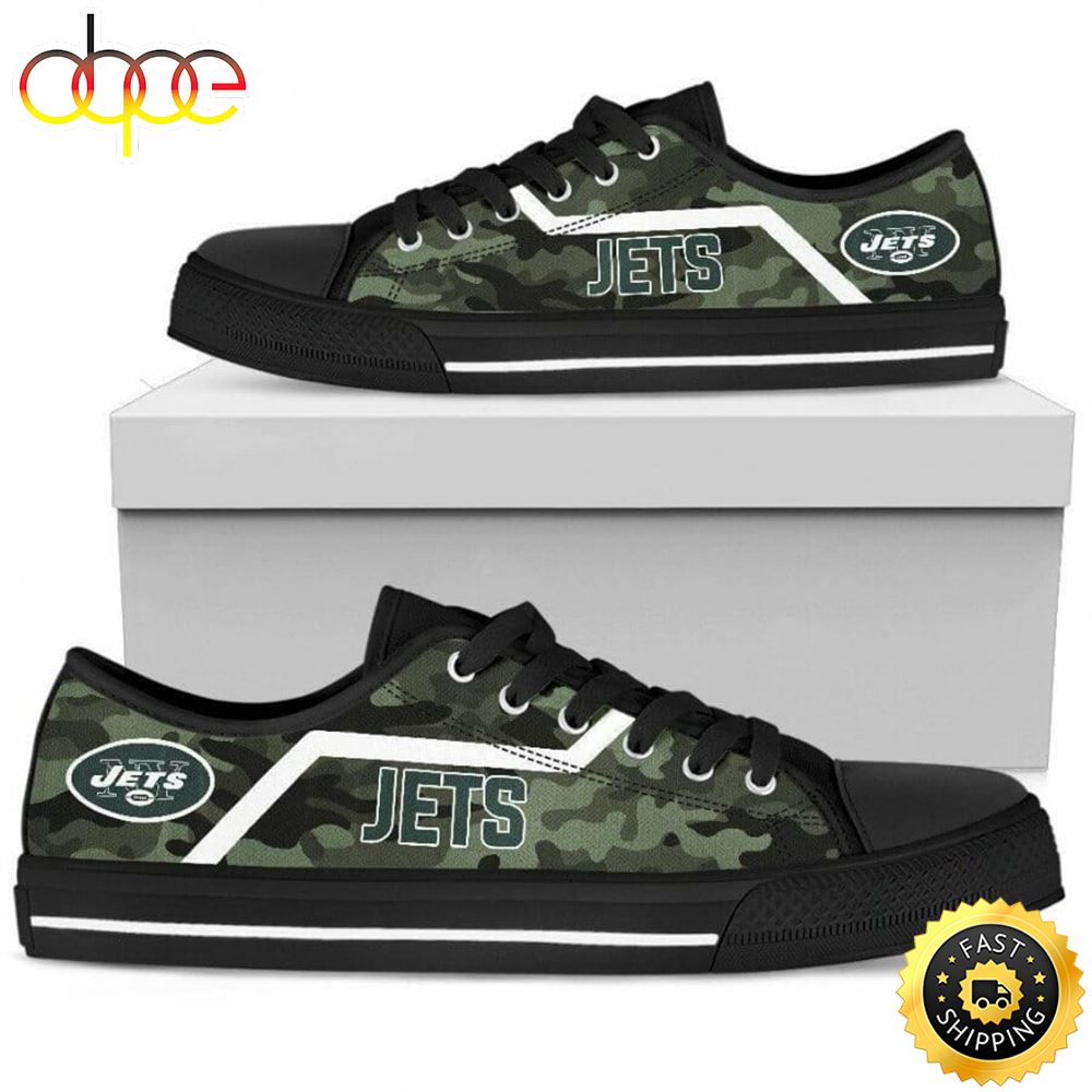 Sportswearmerch New York Jets NFL Green Camo Low Top Canvas Sneakers Shoes For Men And Women