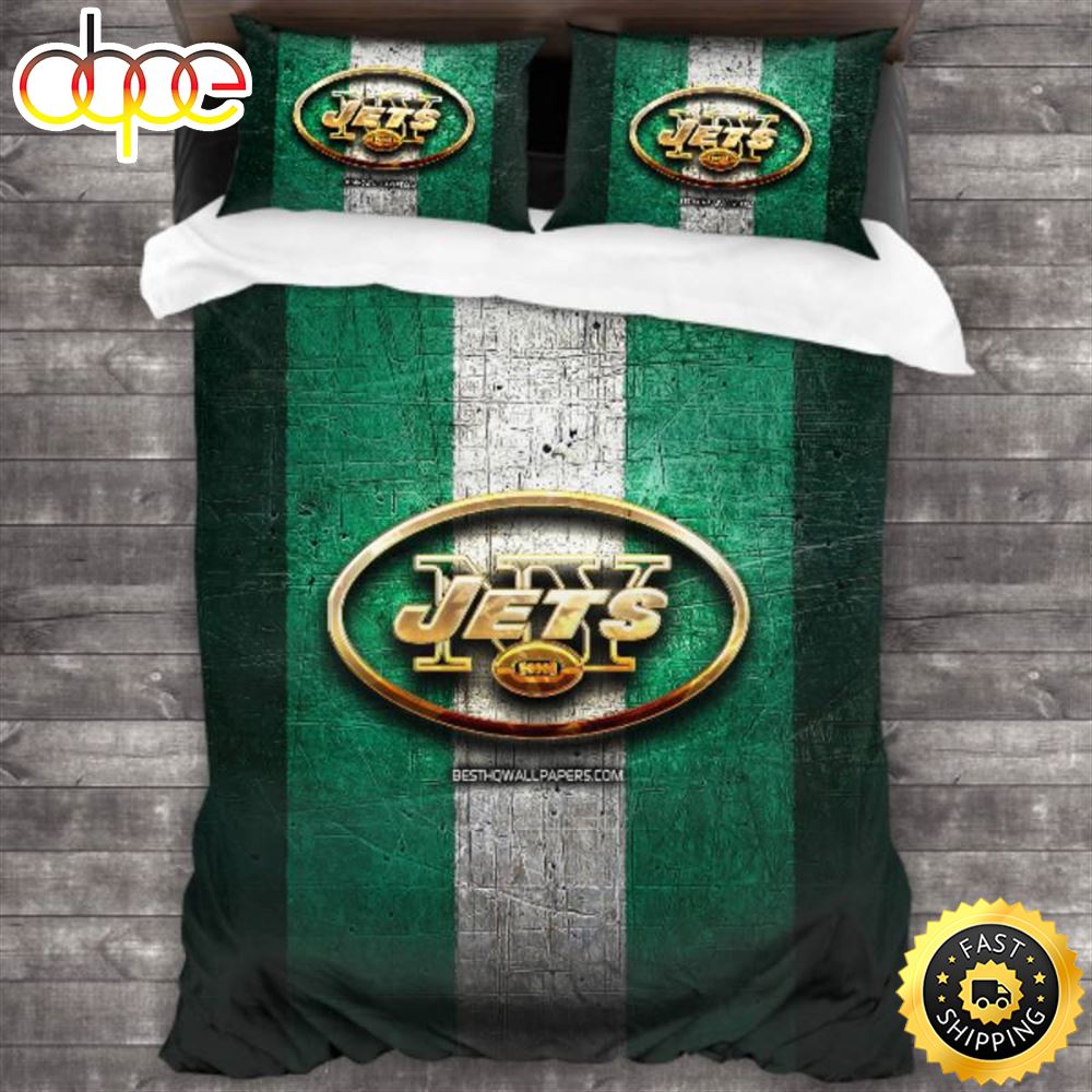 Sportswearmerch New York Jets NFL Green White Bedding Set For Fan