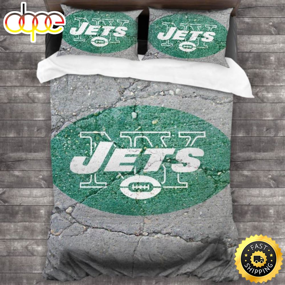 Sportswearmerch New York Jets NFL Grey Green Bedding Set For Fan