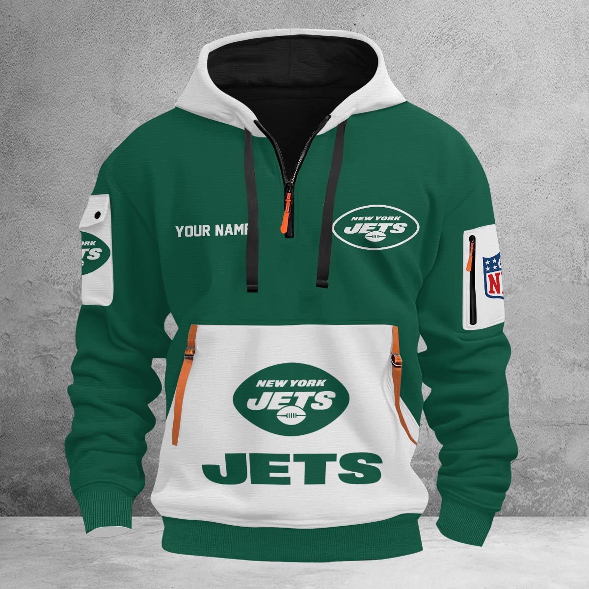 Sportswearmerch New York Jets NFL Half Zip Hoodie For Fan