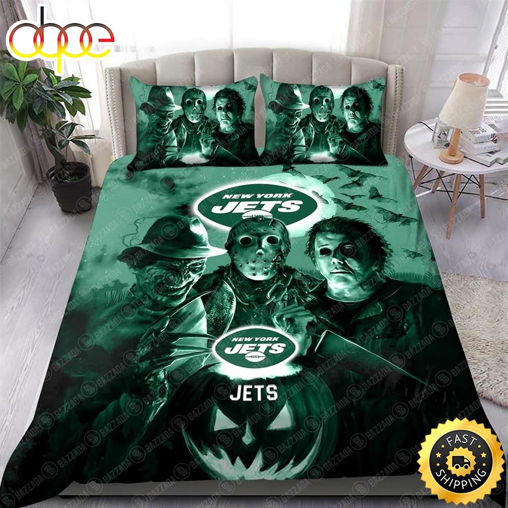 Sportswearmerch New York Jets NFL Halloween Night Bedding Set For Fan