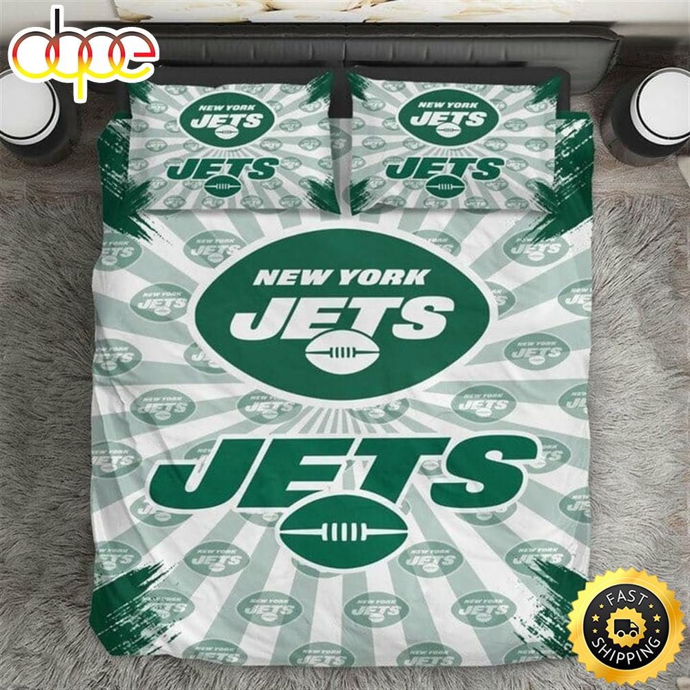 Sportswearmerch New York Jets NFL Light Green Bedding Set For Fan