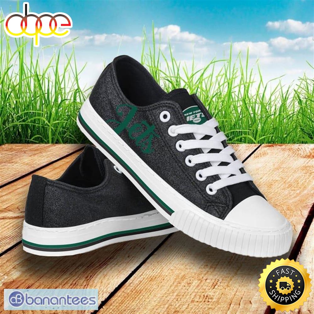 Sportswearmerch New York Jets NFL Men And Women Color Glitter Low Top Canvas Sneakers Shoes For Men And Women