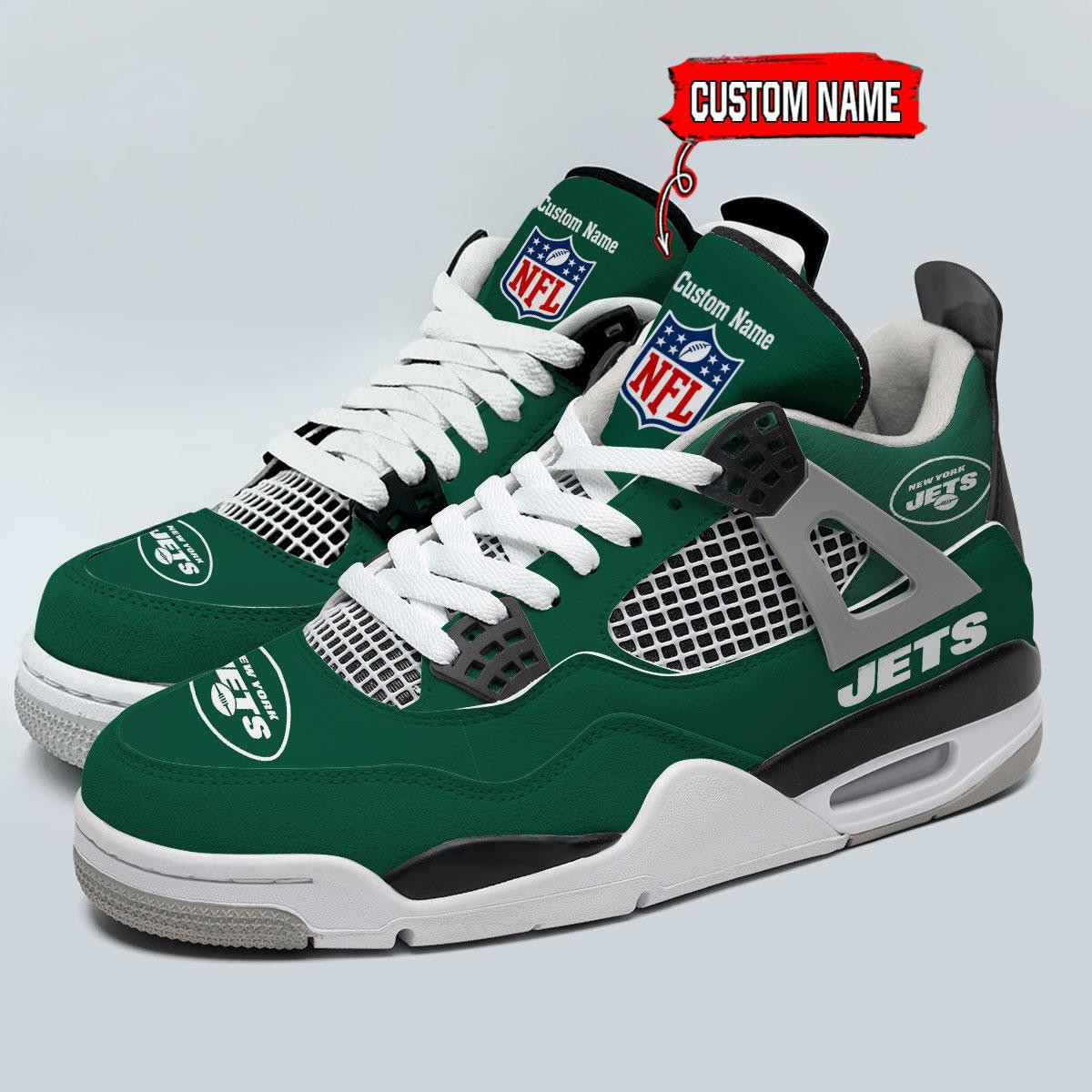 Sportswearmerch New York Jets NFL Personalized  AJ4 Sneakers Shoes For Men And Women