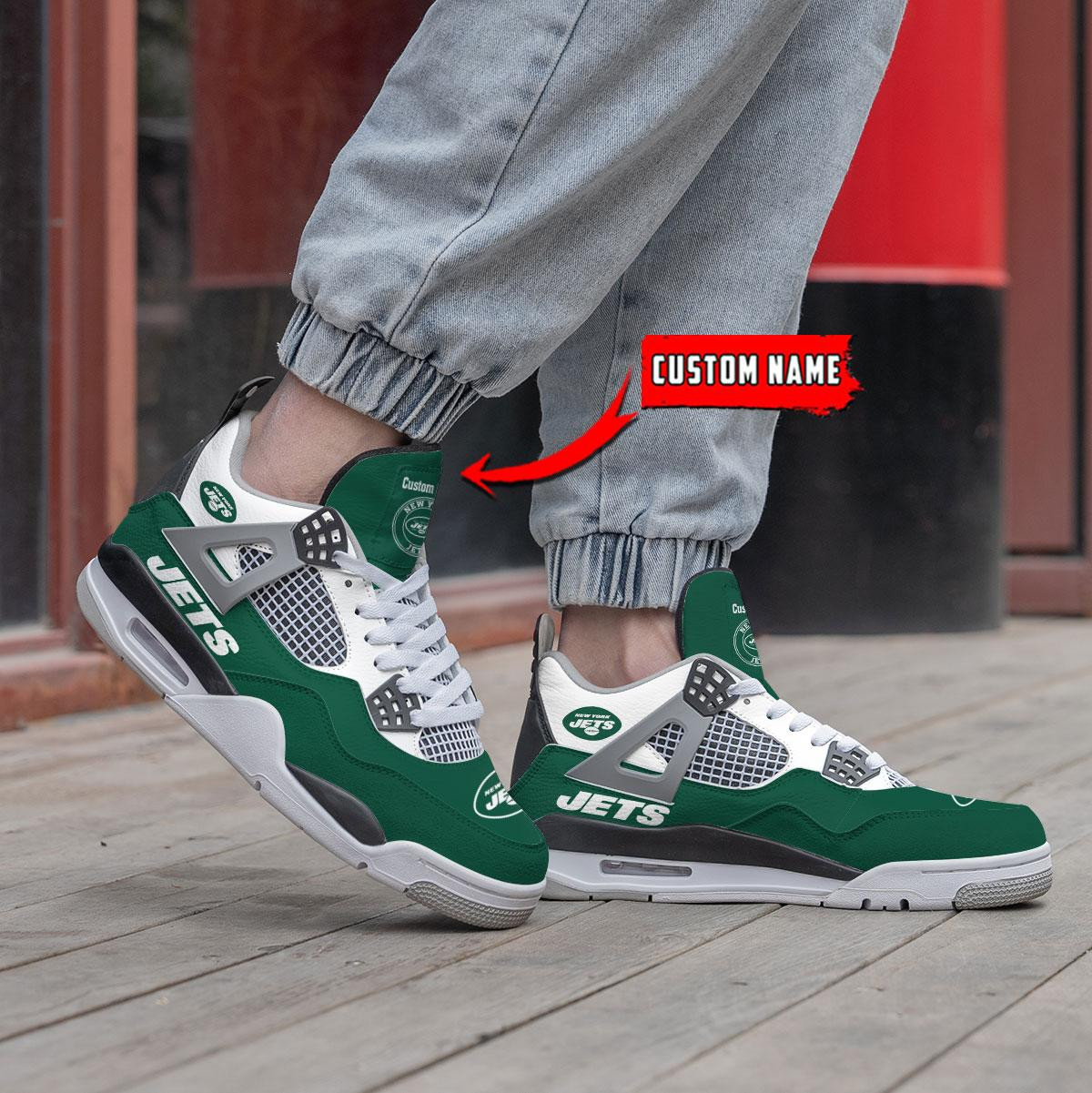 Sportswearmerch New York Jets NFL Personalized Air Jordan 4 SnAJ4 Sneakers Shoes For Men And Women