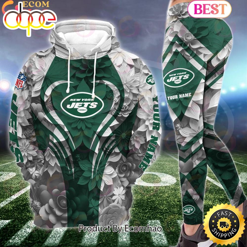 Sportswearmerch New York Jets NFL Special Flowers Design Hoodie And Leggings For Fan