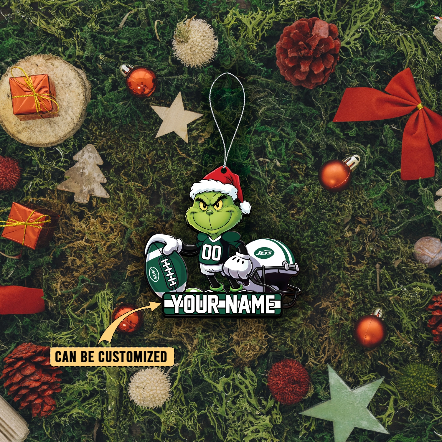 Sportswearmerch New York Jets NFL The Grinch x Christmas Acrylic Ornament Gift For Fan