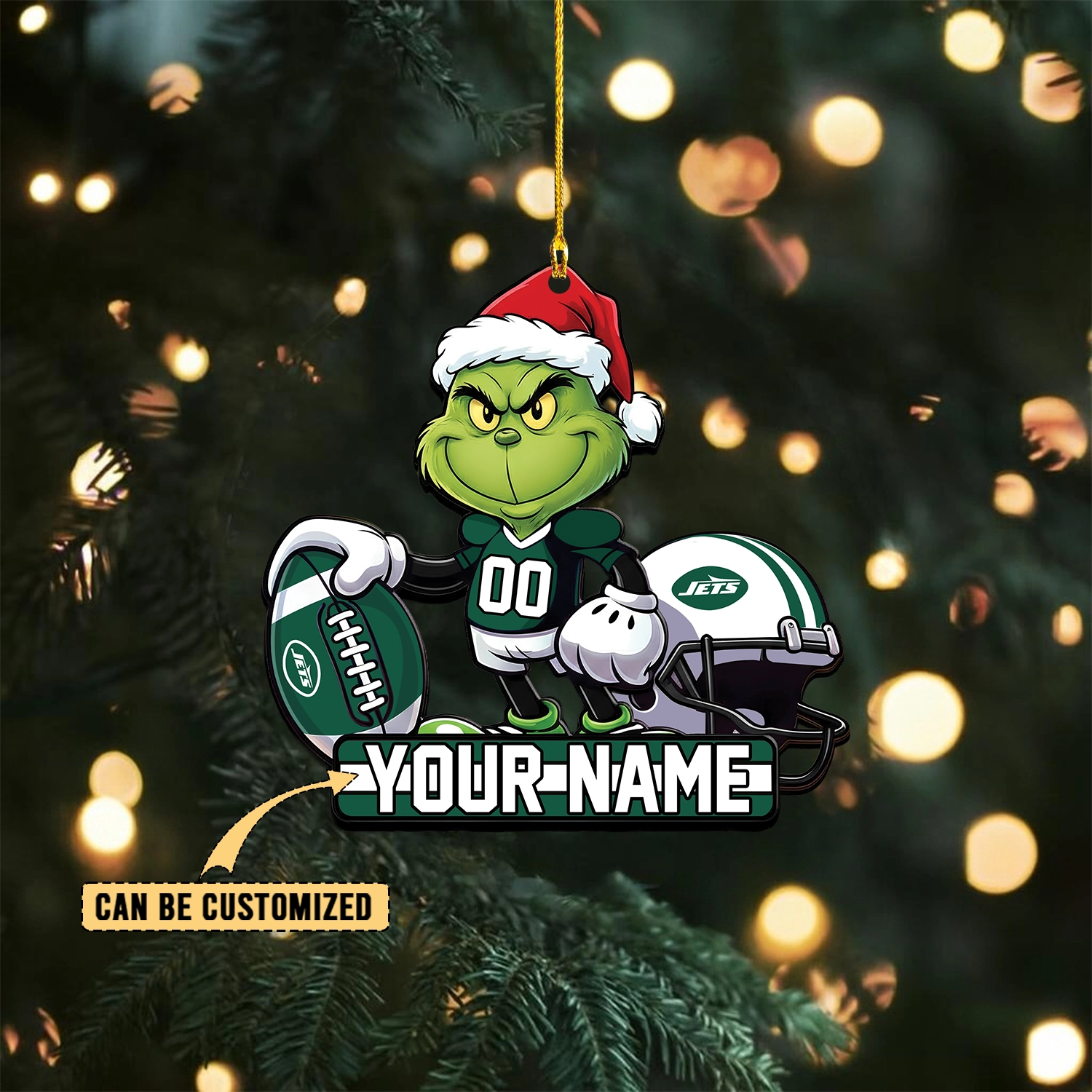 Sportswearmerch New York Jets NFL The Grinch x Christmas Acrylic Ornament Gift For Fan