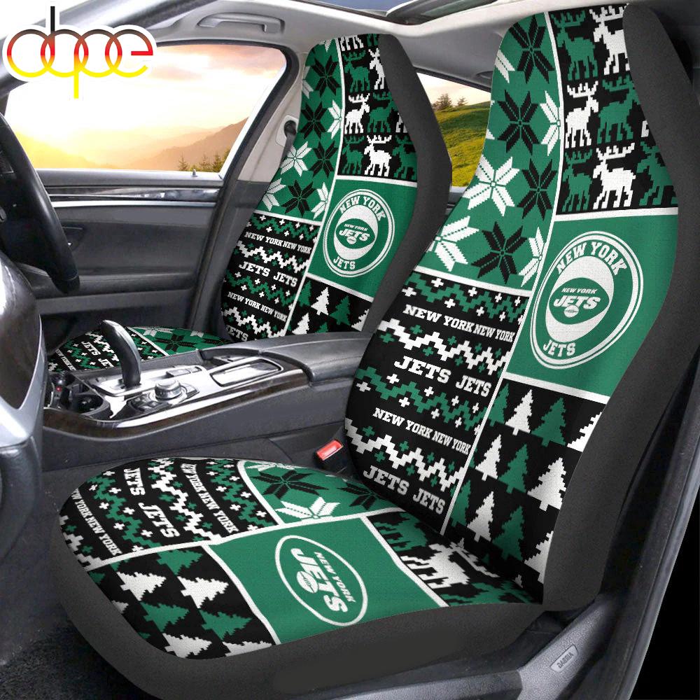 Sportswearmerch New York Jets NFL Ugly Christmas Car Seat Covers For Fan