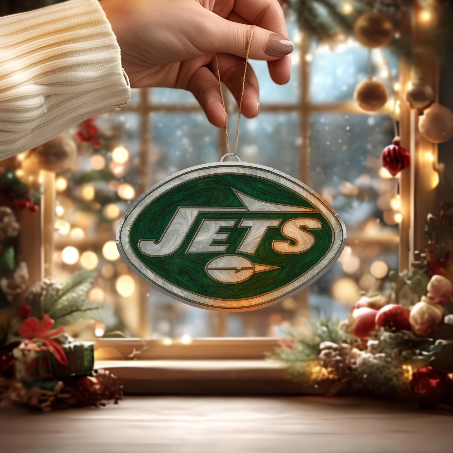 Sportswearmerch New York Jets NFL x Christmas Acrylic Ornament Gift For Fans