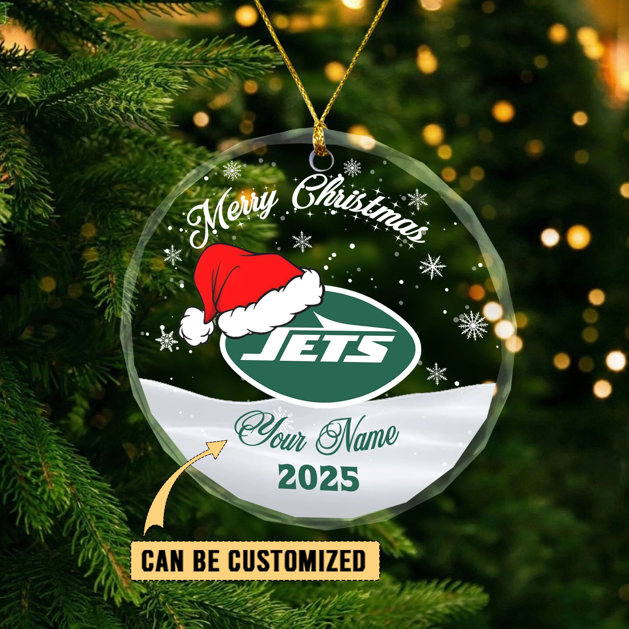Sportswearmerch New York Jets NFL x Christmas Glass Ornament Gift For Fan