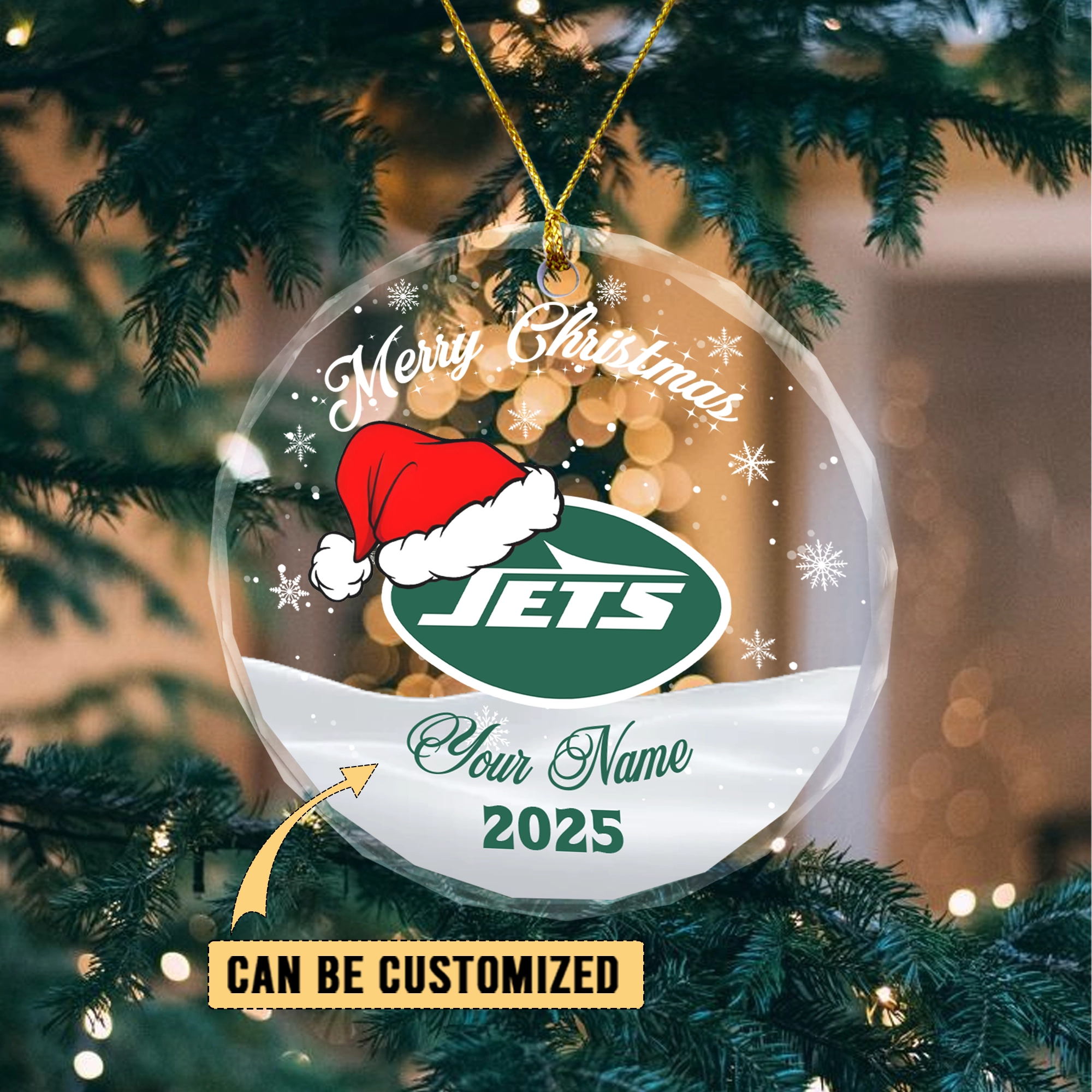 Sportswearmerch New York Jets NFL x Christmas Glass Ornament Gift For Fan