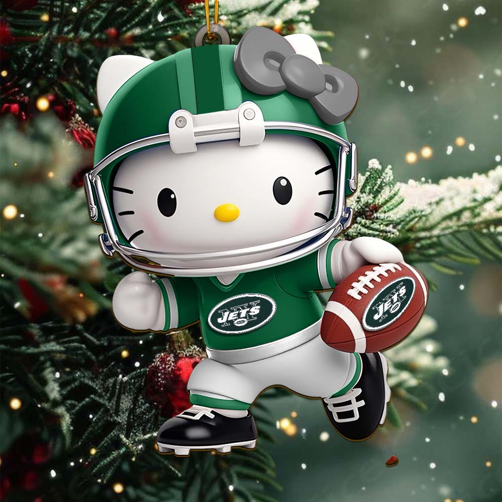 Sportswearmerch New York Jets NFL x Hello Kitty Personalized Acrylic Ornament Gift For Fans