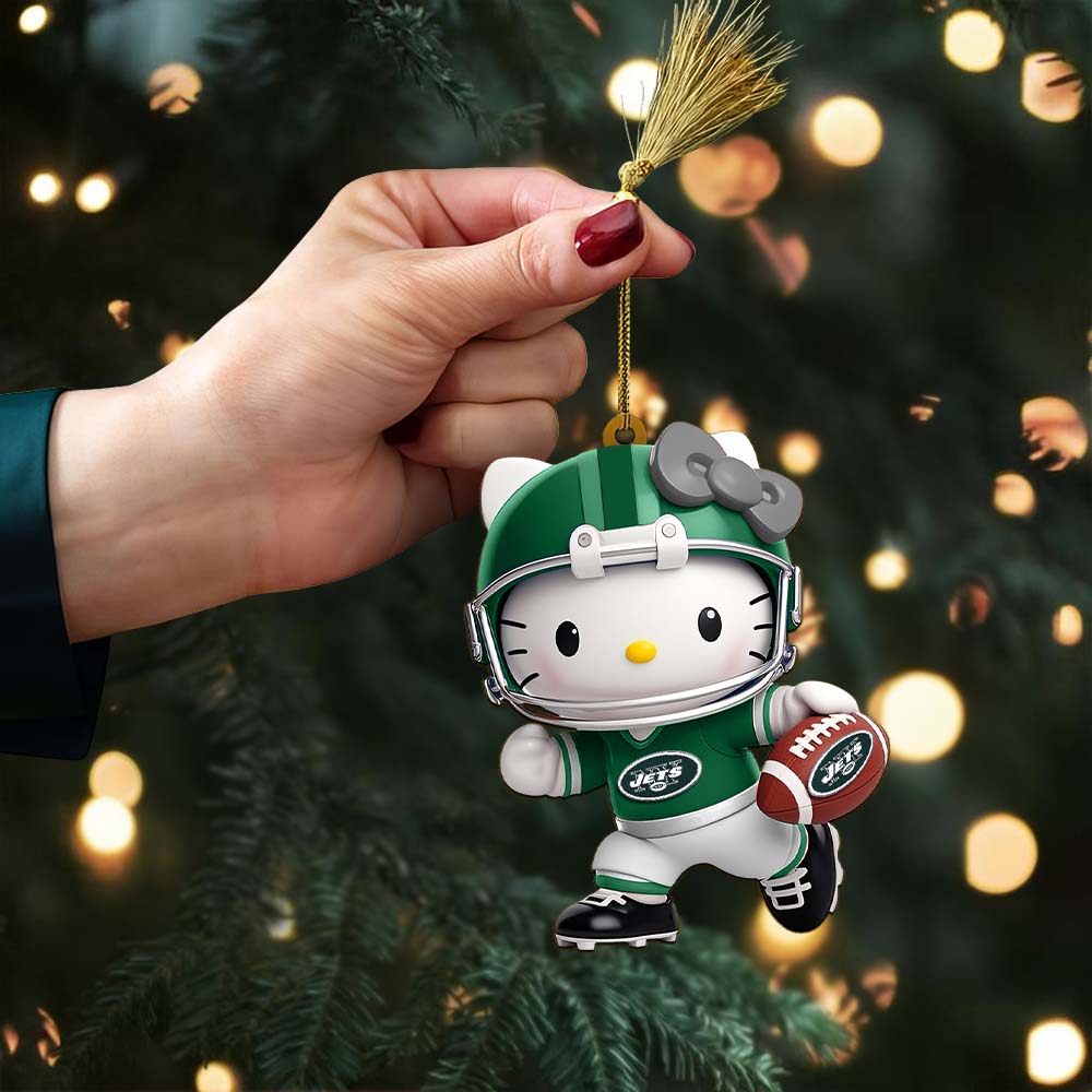 Sportswearmerch New York Jets NFL x Hello Kitty Personalized Acrylic Ornament Gift For Fans