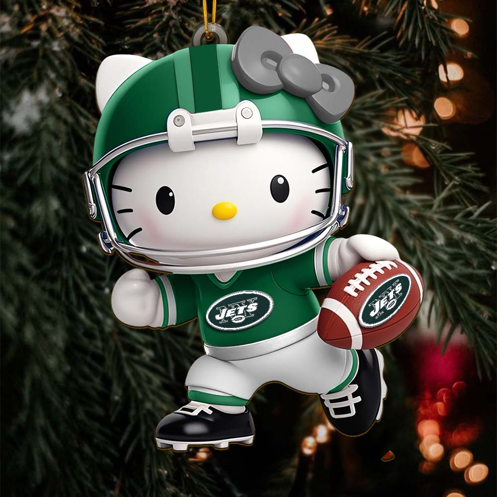 Sportswearmerch New York Jets NFL x Hello Kitty Personalized Acrylic Ornament Gift For Fans