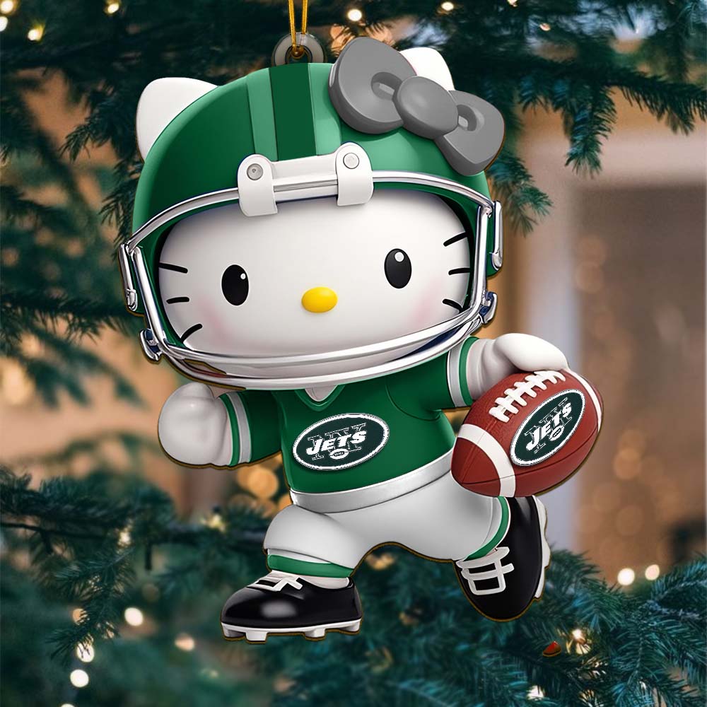 Sportswearmerch New York Jets NFL x Hello Kitty Personalized Acrylic Ornament Gift For Fans