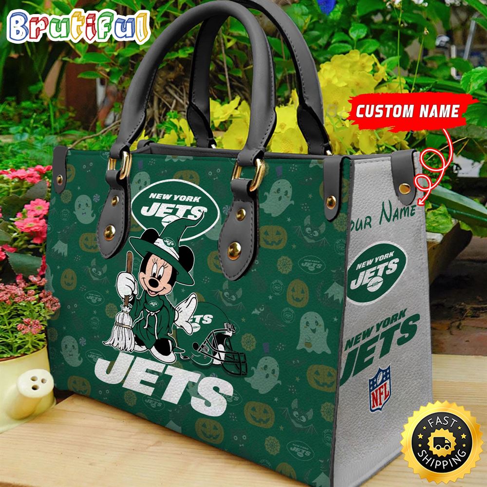 Sportswearmerch New York Jets NFL x Minnie Halloween Leather Handbag For Fan