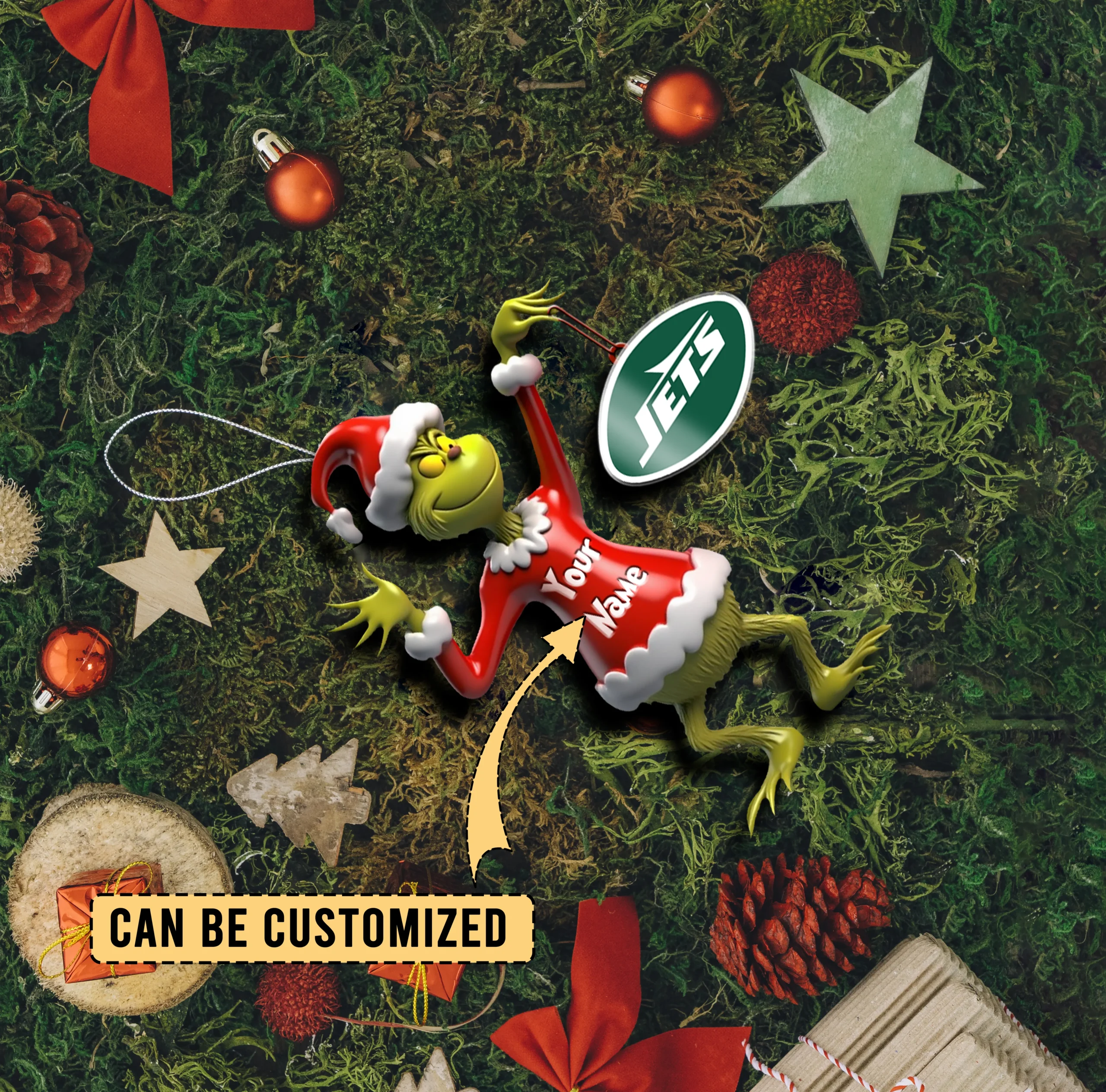 Sportswearmerch New York Jets NFL x The Grinch Acrylic Ornament Gift For Fans