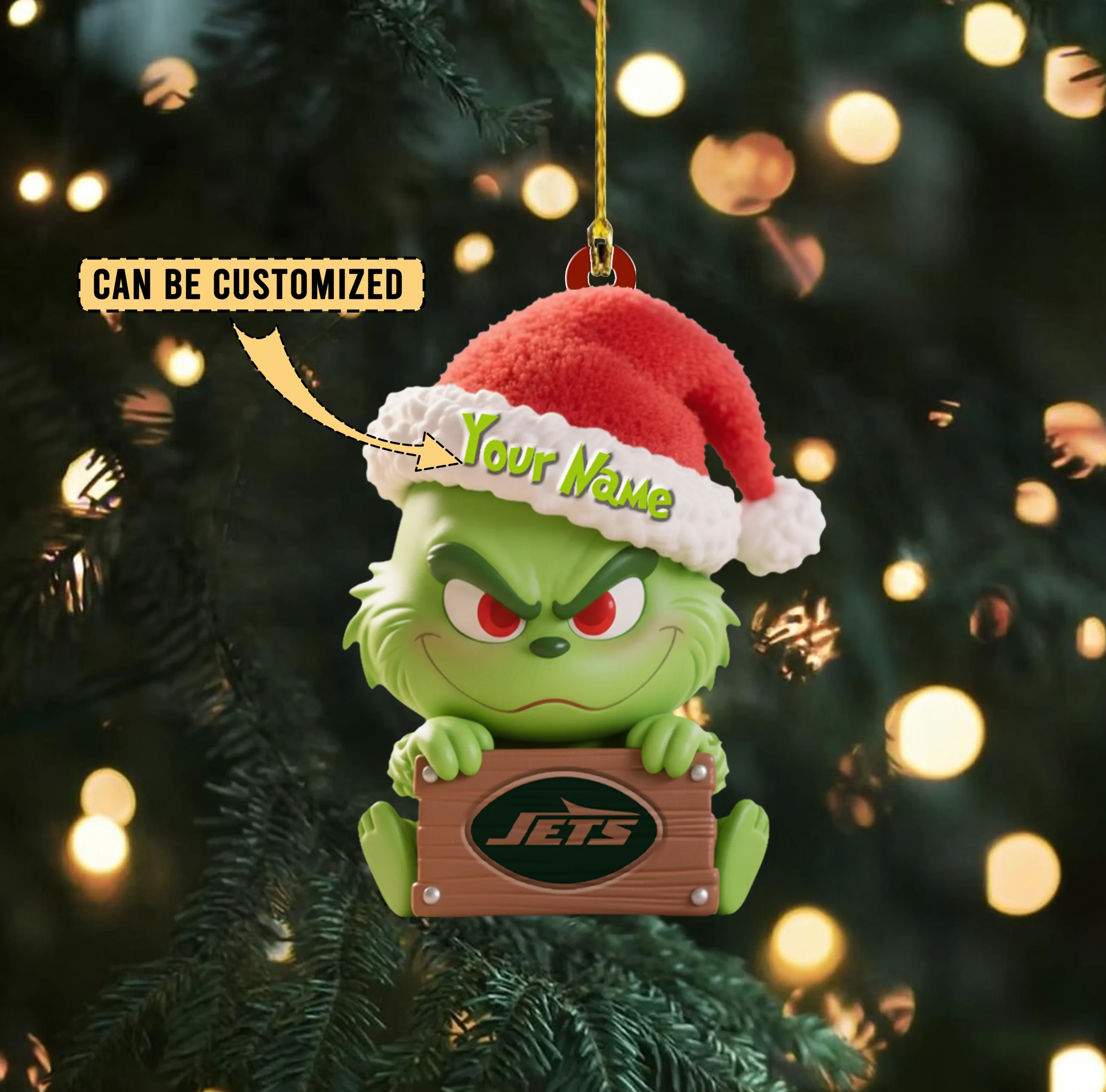 Sportswearmerch New York Jets NFL x The Grinch Acrylic Ornament Gift For Fans