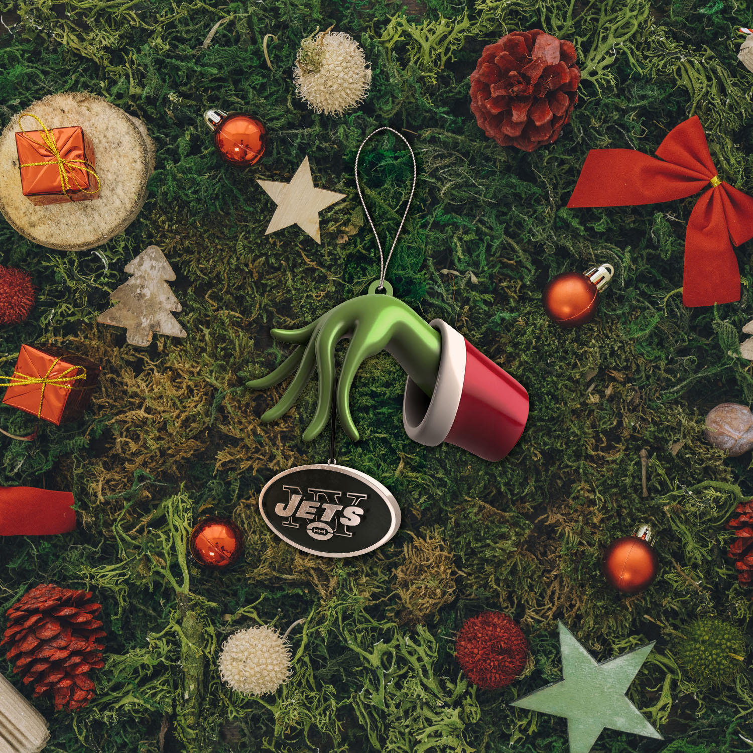 Sportswearmerch New York Jets NFL x The Grinch Christmas Acrylic Mix Wooden Ornament Gift For Fans