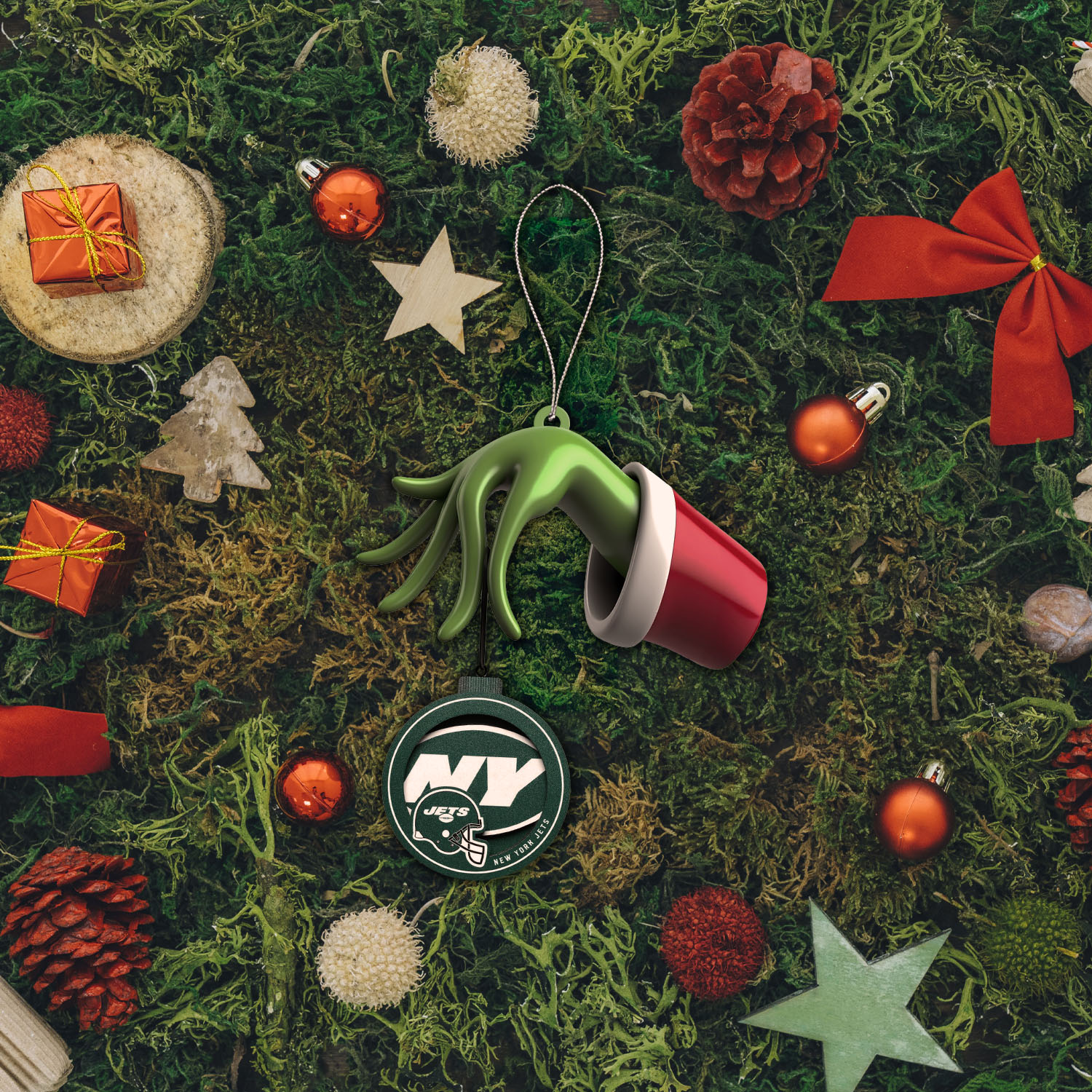 Sportswearmerch New York Jets NFL x The Grinch Christmas Acrylic Mix Wooden Ornament Gift For Fans