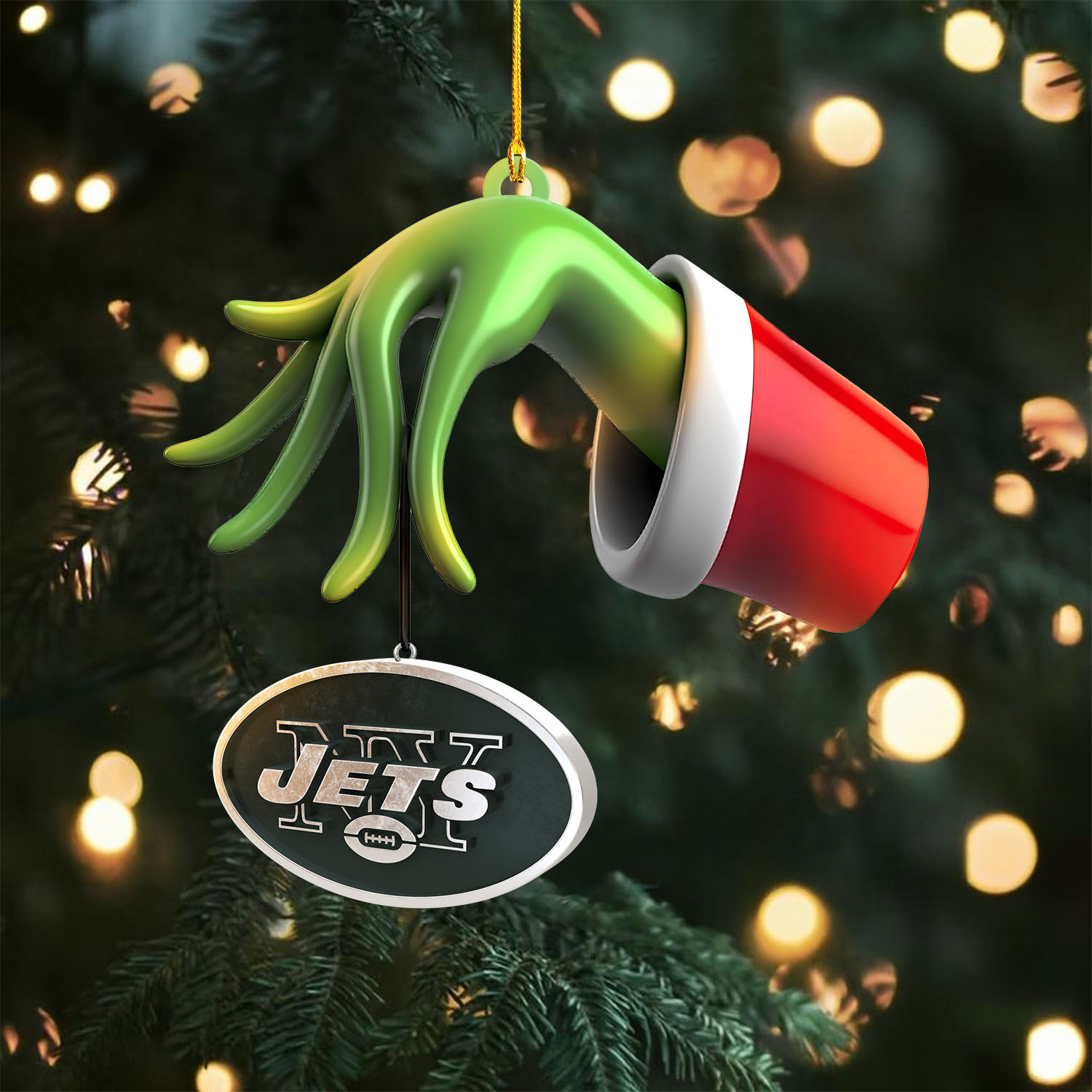 Sportswearmerch New York Jets NFL x The Grinch Christmas Acrylic Mix Wooden Ornament Gift For Fans