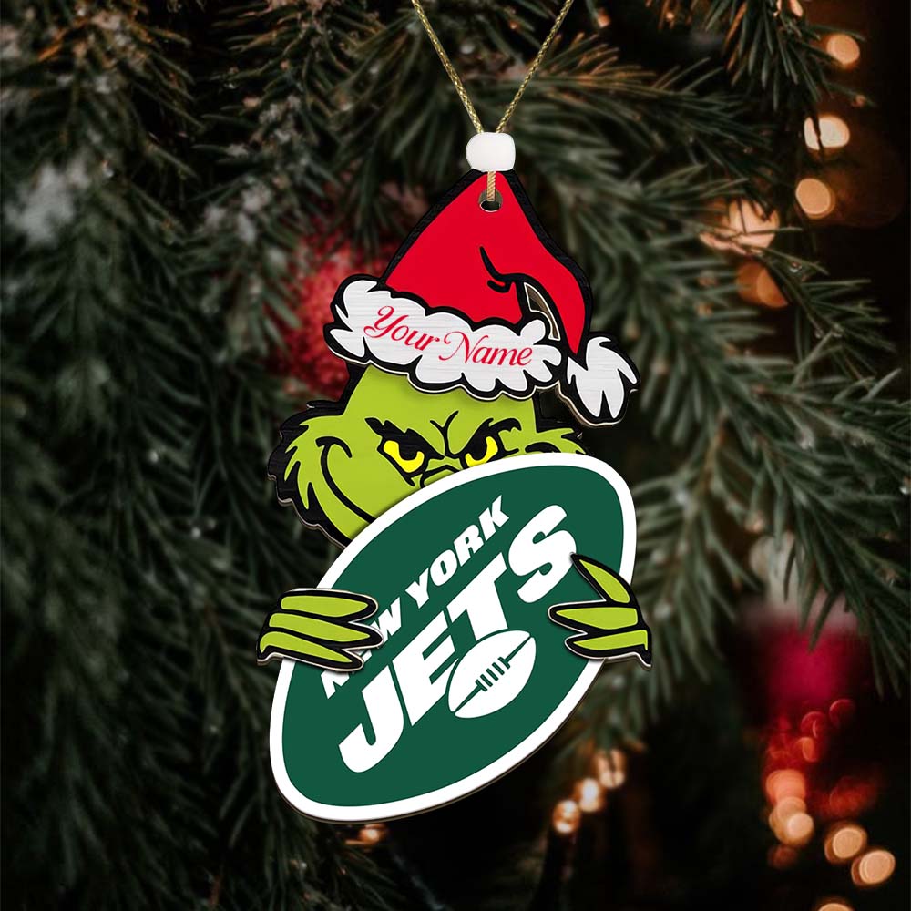 Sportswearmerch New York Jets NFL x The Grinch Christmas Acrylic Ornament Gift For Fans