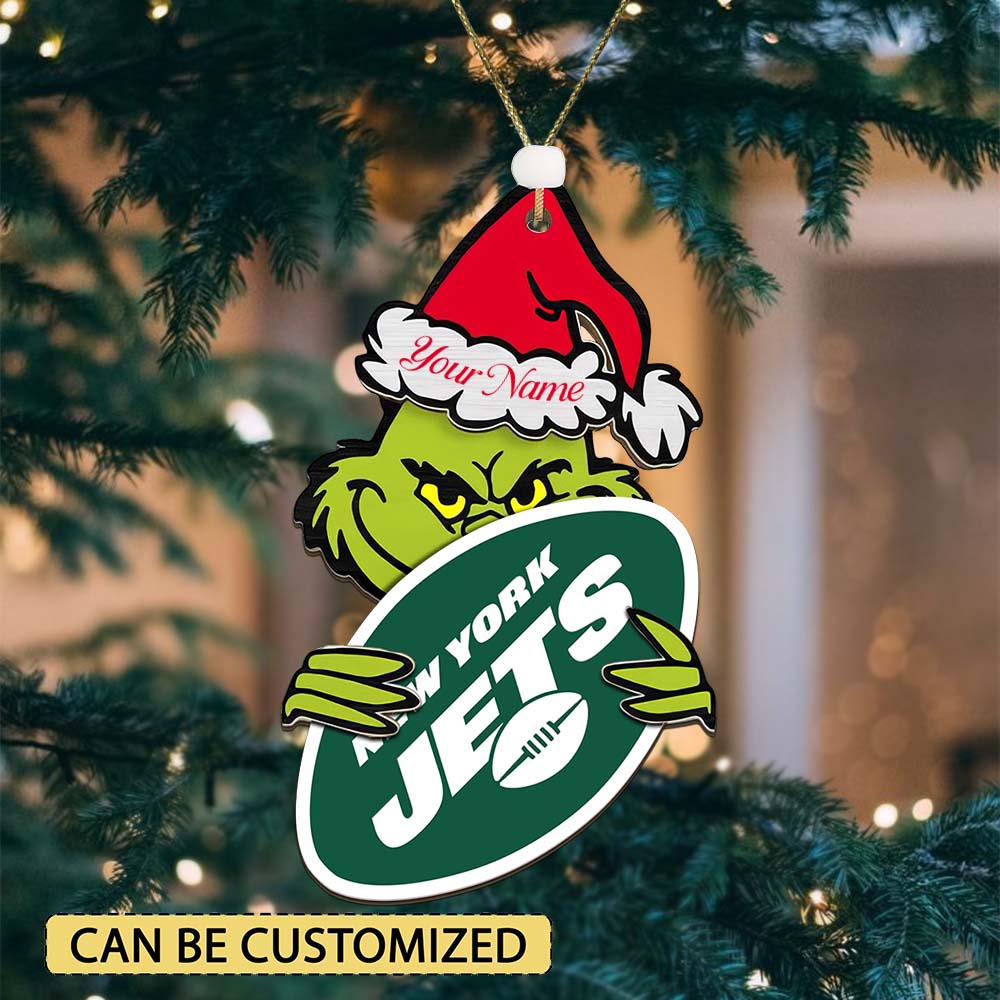 Sportswearmerch New York Jets NFL x The Grinch Christmas Acrylic Ornament Gift For Fans