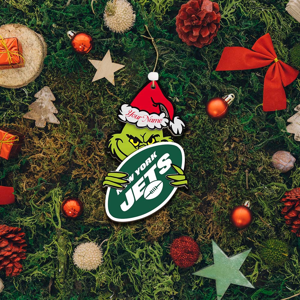 Sportswearmerch New York Jets NFL x The Grinch Christmas Acrylic Ornament Gift For Fans