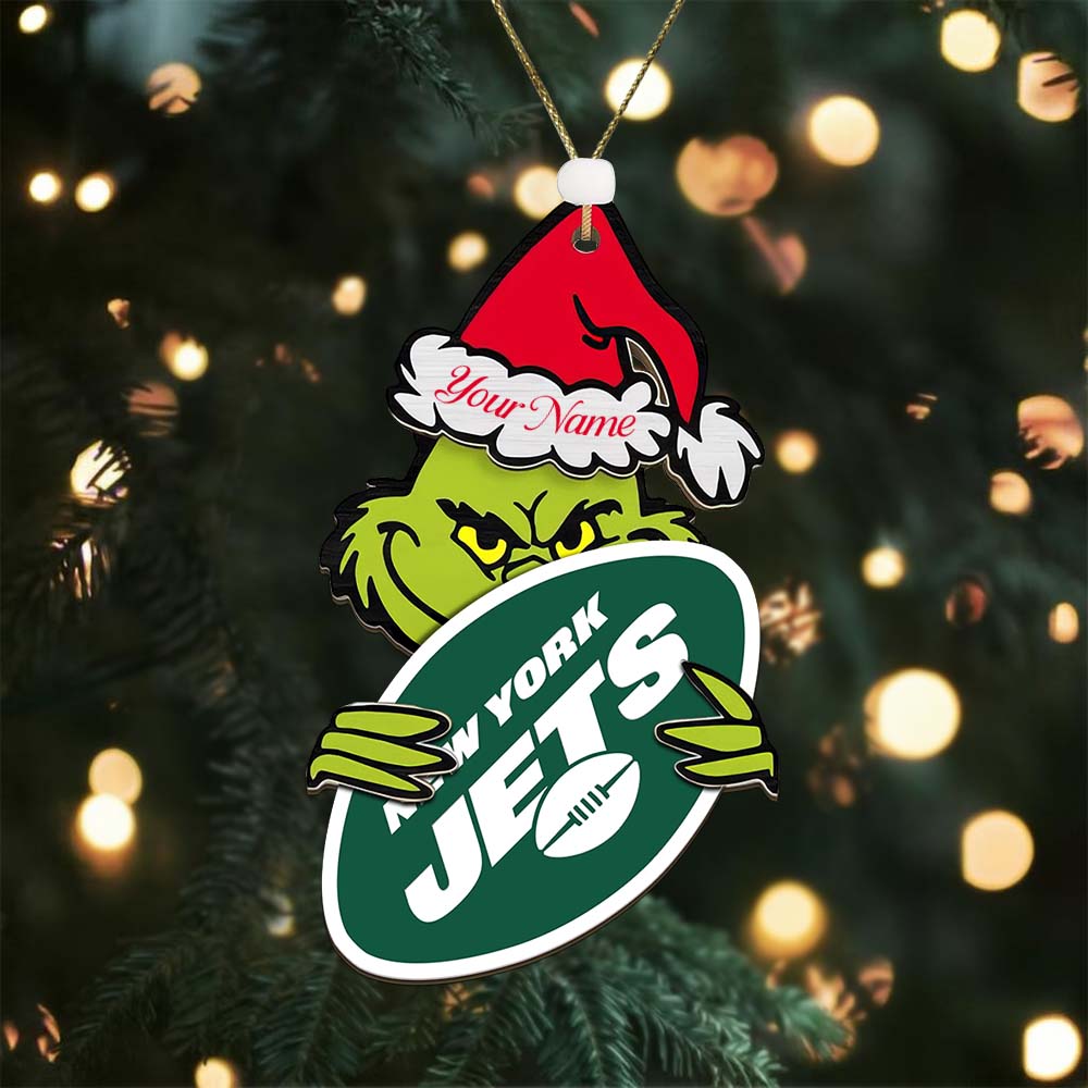 Sportswearmerch New York Jets NFL x The Grinch Christmas Acrylic Ornament Gift For Fans