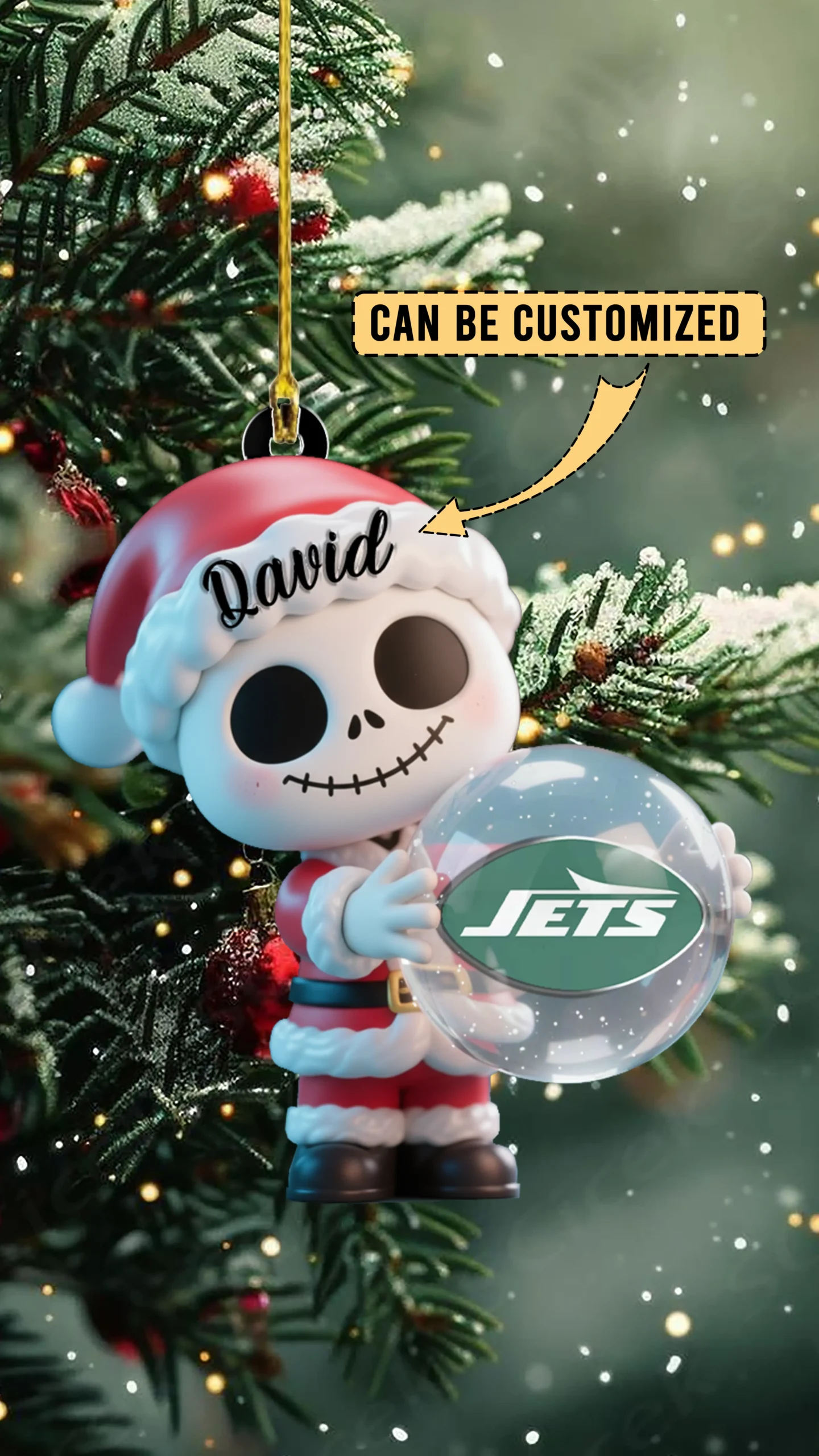 Sportswearmerch New York Jets NFL x The Nightmare Before Christmas Acrylic Ornament Gift For Fans