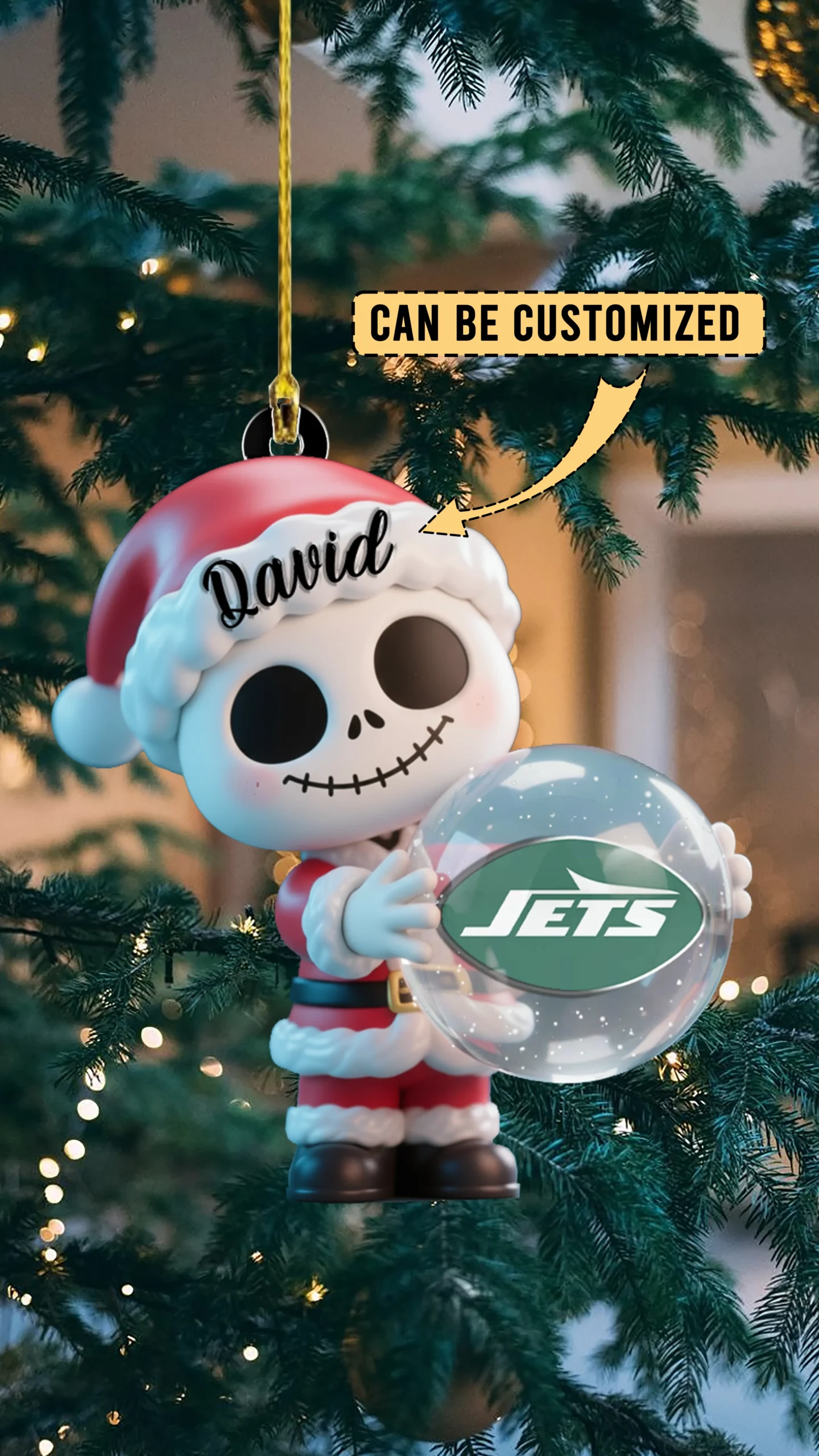 Sportswearmerch New York Jets NFL x The Nightmare Before Christmas Acrylic Ornament Gift For Fans