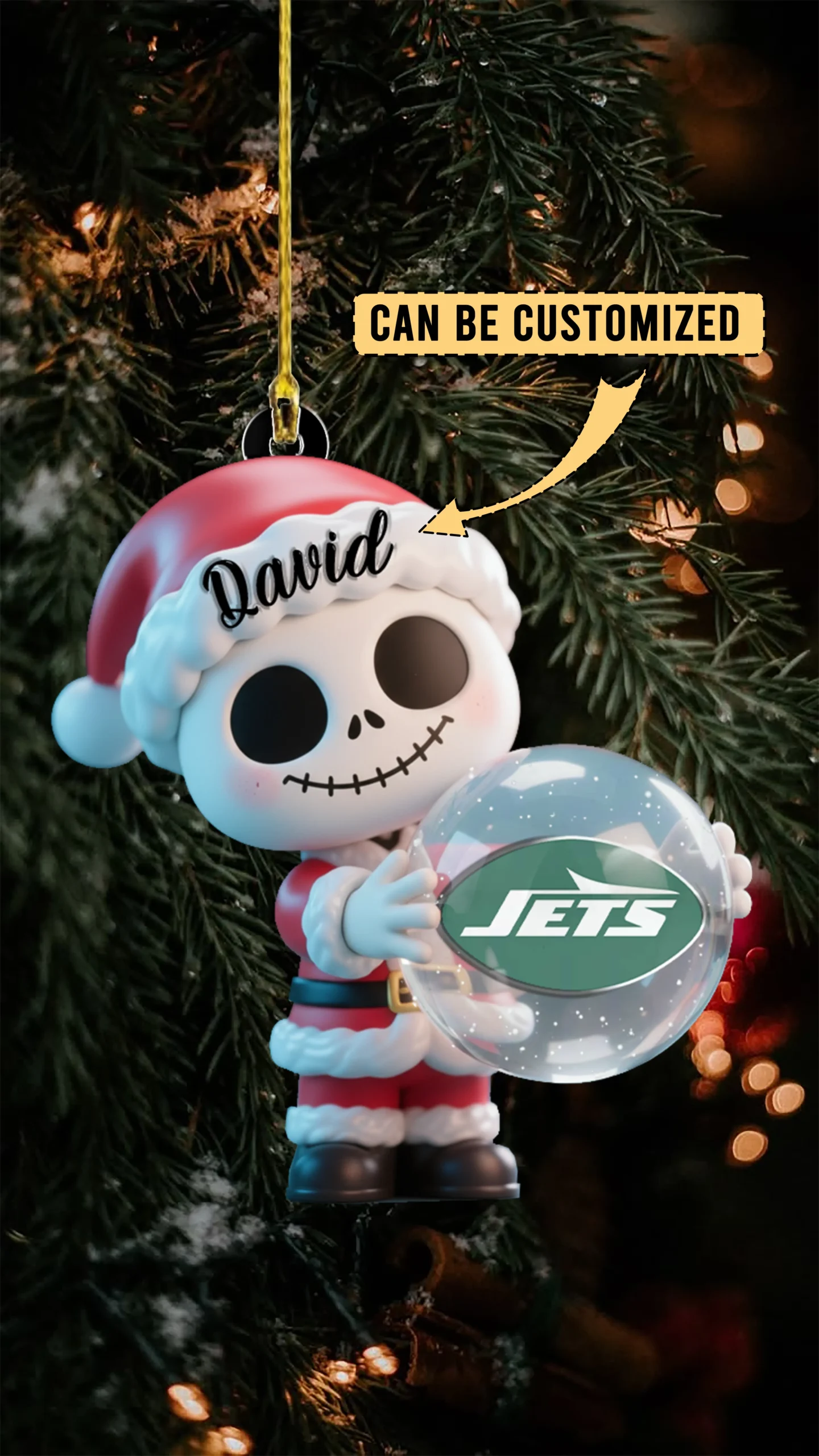 Sportswearmerch New York Jets NFL x The Nightmare Before Christmas Acrylic Ornament Gift For Fans