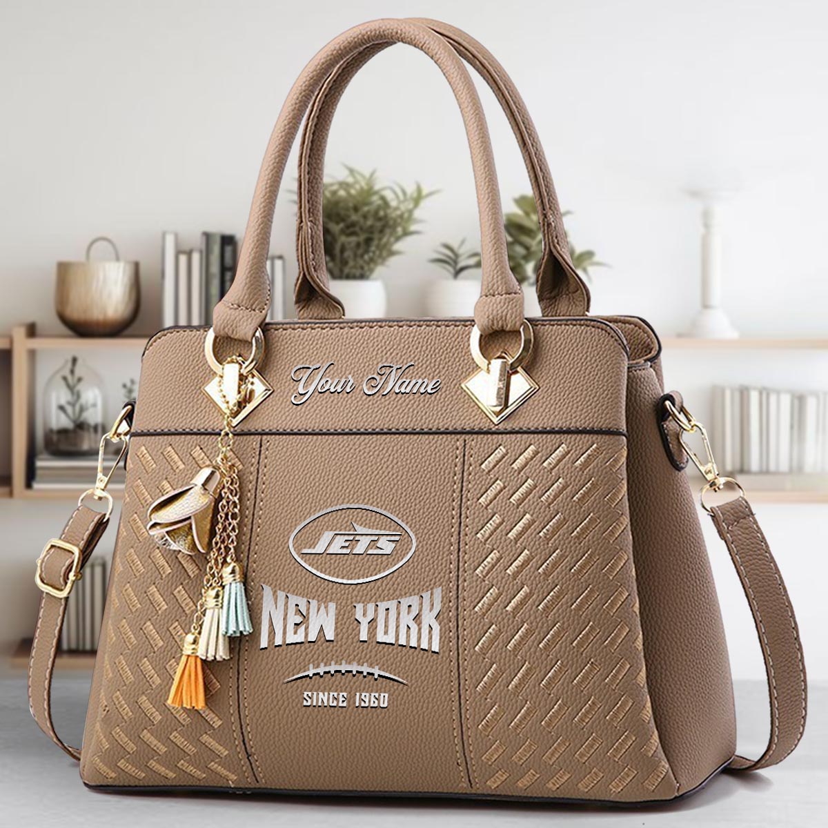 Sportswearmerch New York Jets NFL Zip Leather Handbag For Fan