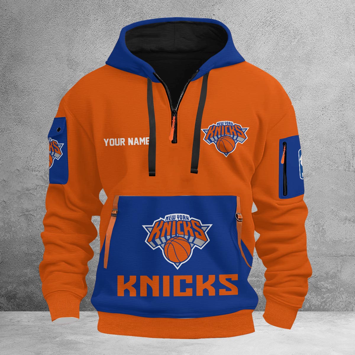 Sportswearmerch New York Knicks NBA Half Zip Hoodie Personalized For Fan