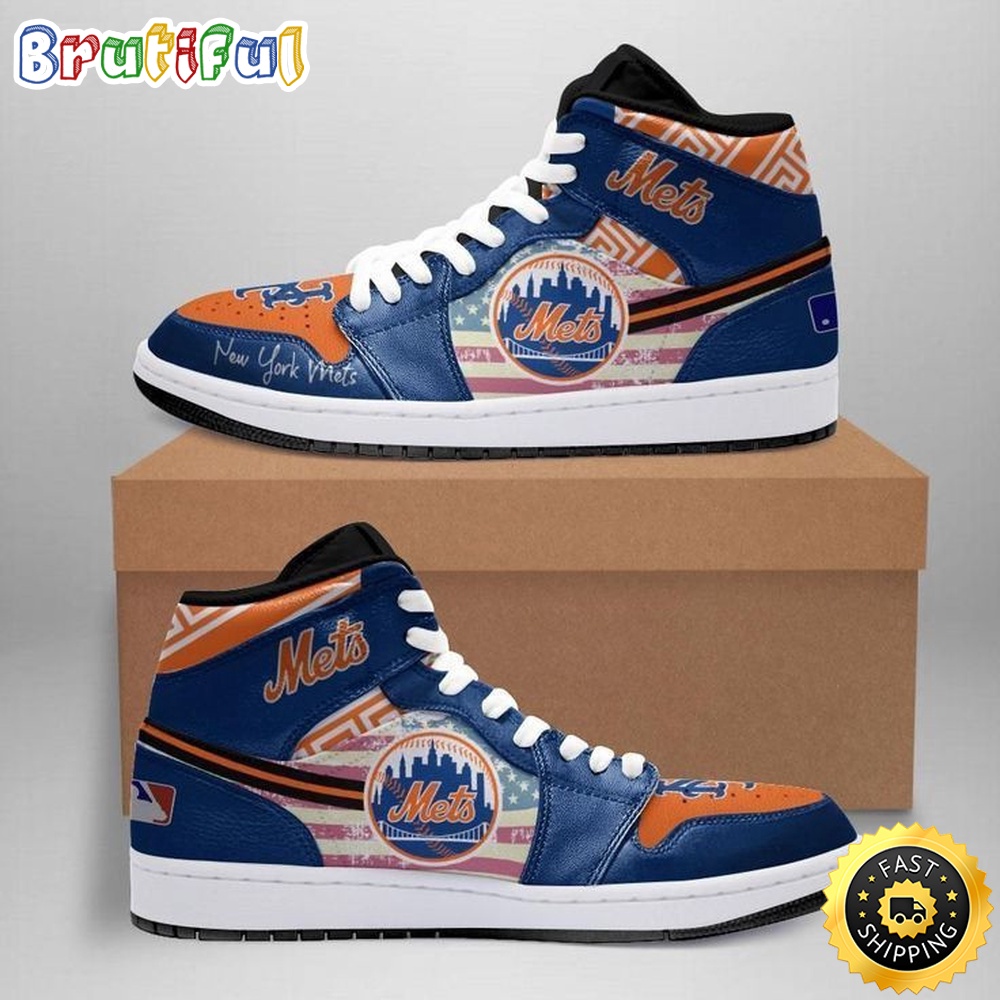 Sportswearmerch New York Mets MLB AJ1 High Sneakers Shoes For Men And Women