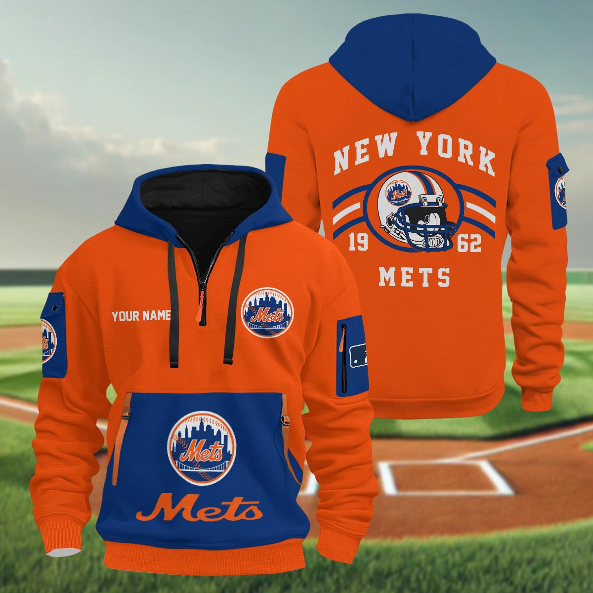 Sportswearmerch New York Mets MLB Half Zip Hoodie Personalized For Fan