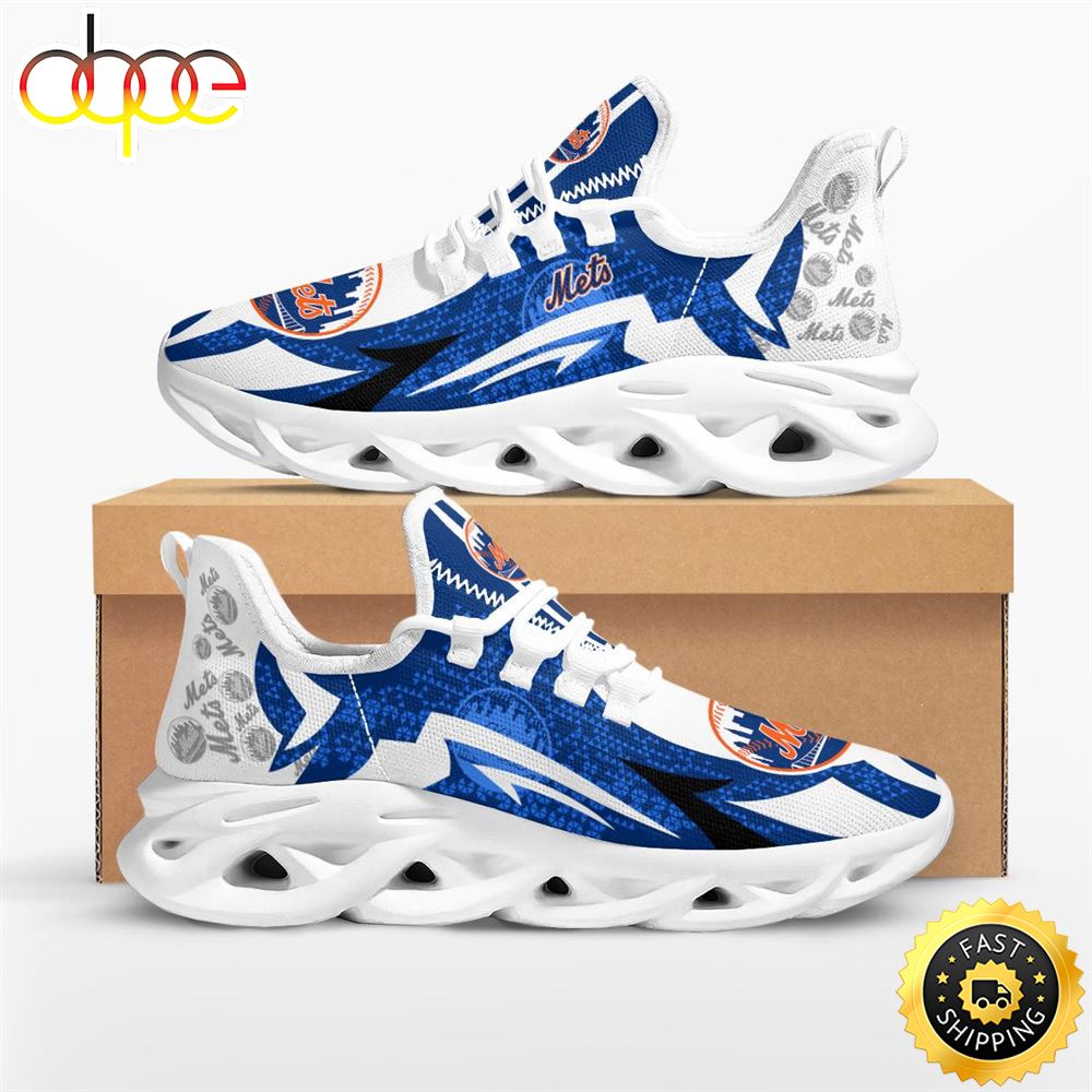 Sportswearmerch New York Mets MLB Symbol Geometric Pattern Max Soul Shoes Sneakers For Men And Women